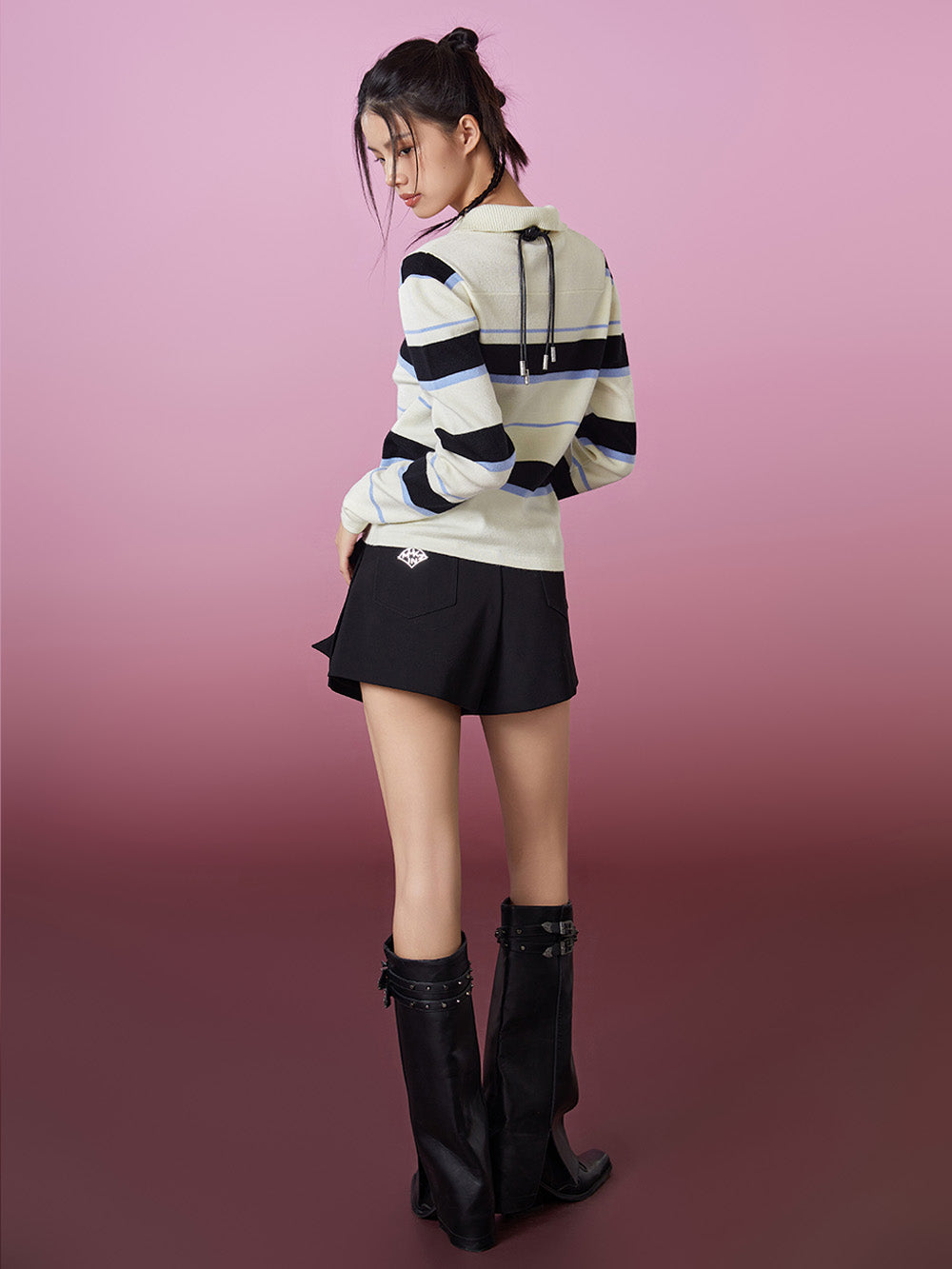 MUKZIN Striped College Style Casual Versatile T-shirt Sweater