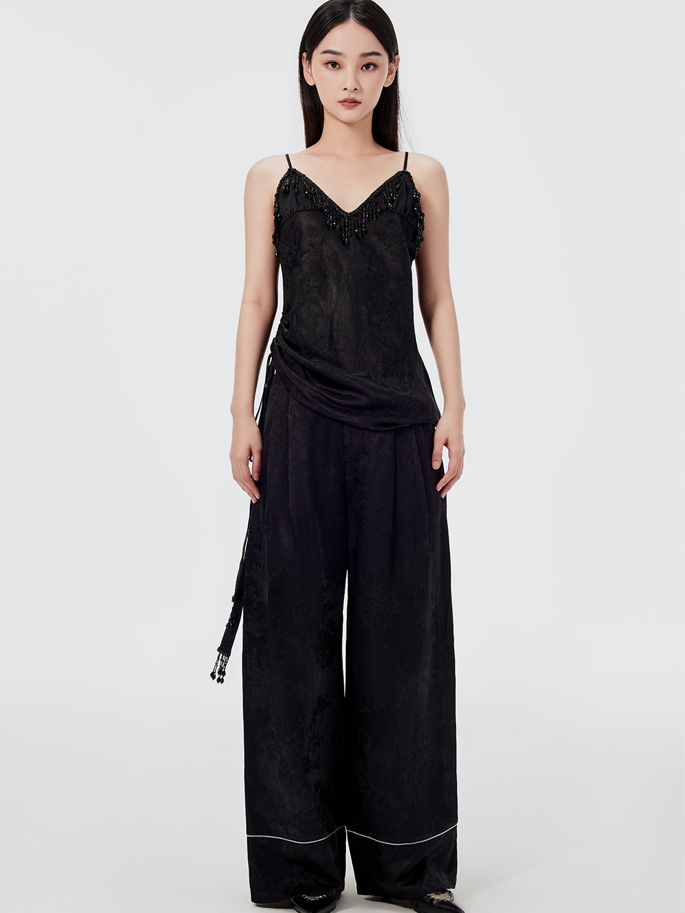MUKZIN Sexy Suspender Jacquard Pants Suit Two-piece Set