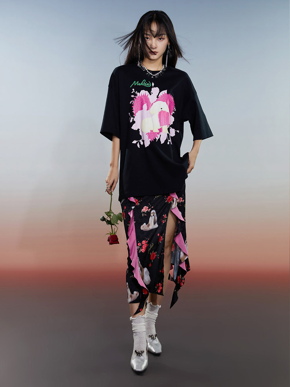 MUKZIN 2-Color Loose Casual Cute Printed T-shirt