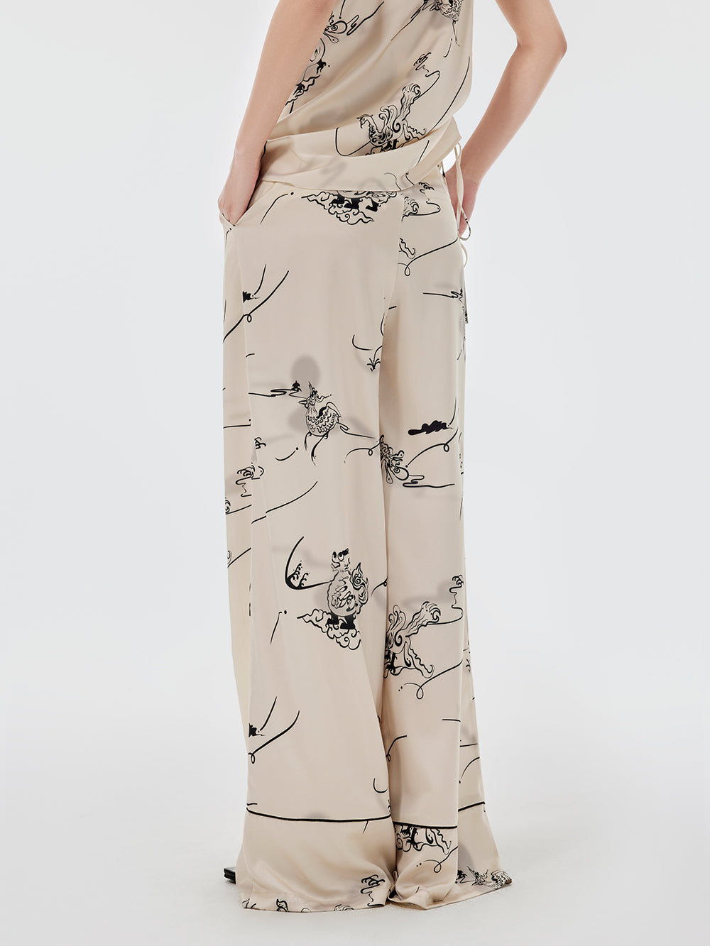 MUKZIN Sexy Suspender Print Pants Suit Two-piece Set