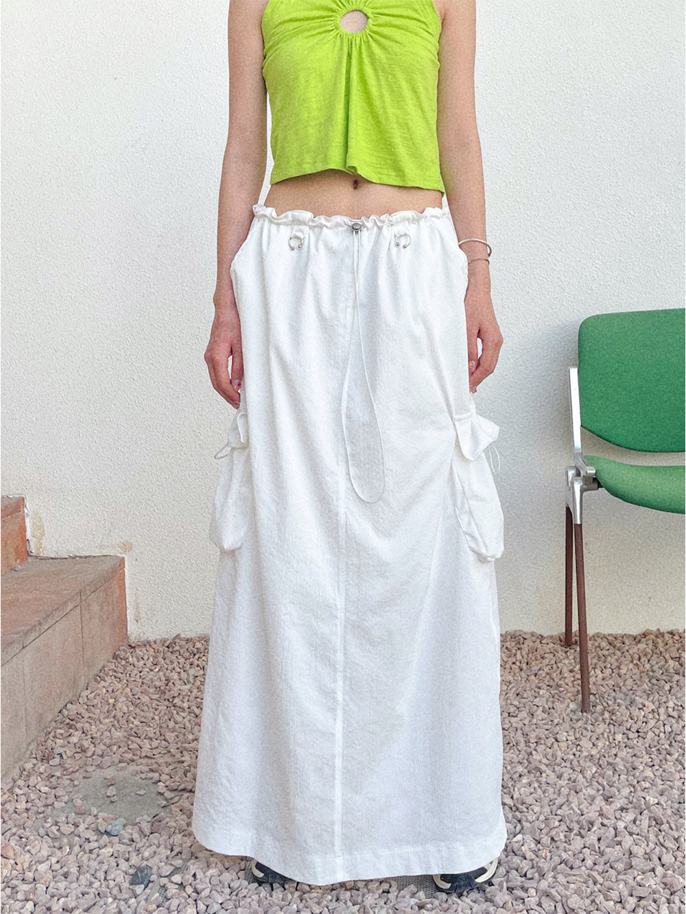 MUKTANK x TWOPLUMGIRLS Casual Retro Cargo-Style Drawstring Waist Skirt