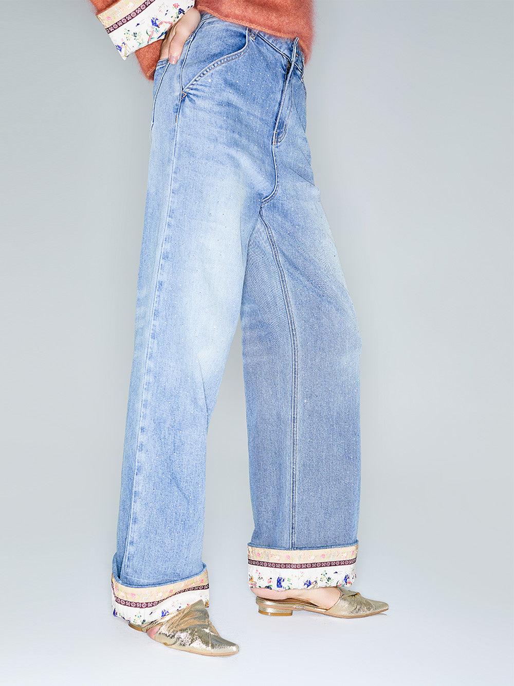 MUKZIN Lilong "Young Travel" Slimming Patchwork Straight-Leg Jeans