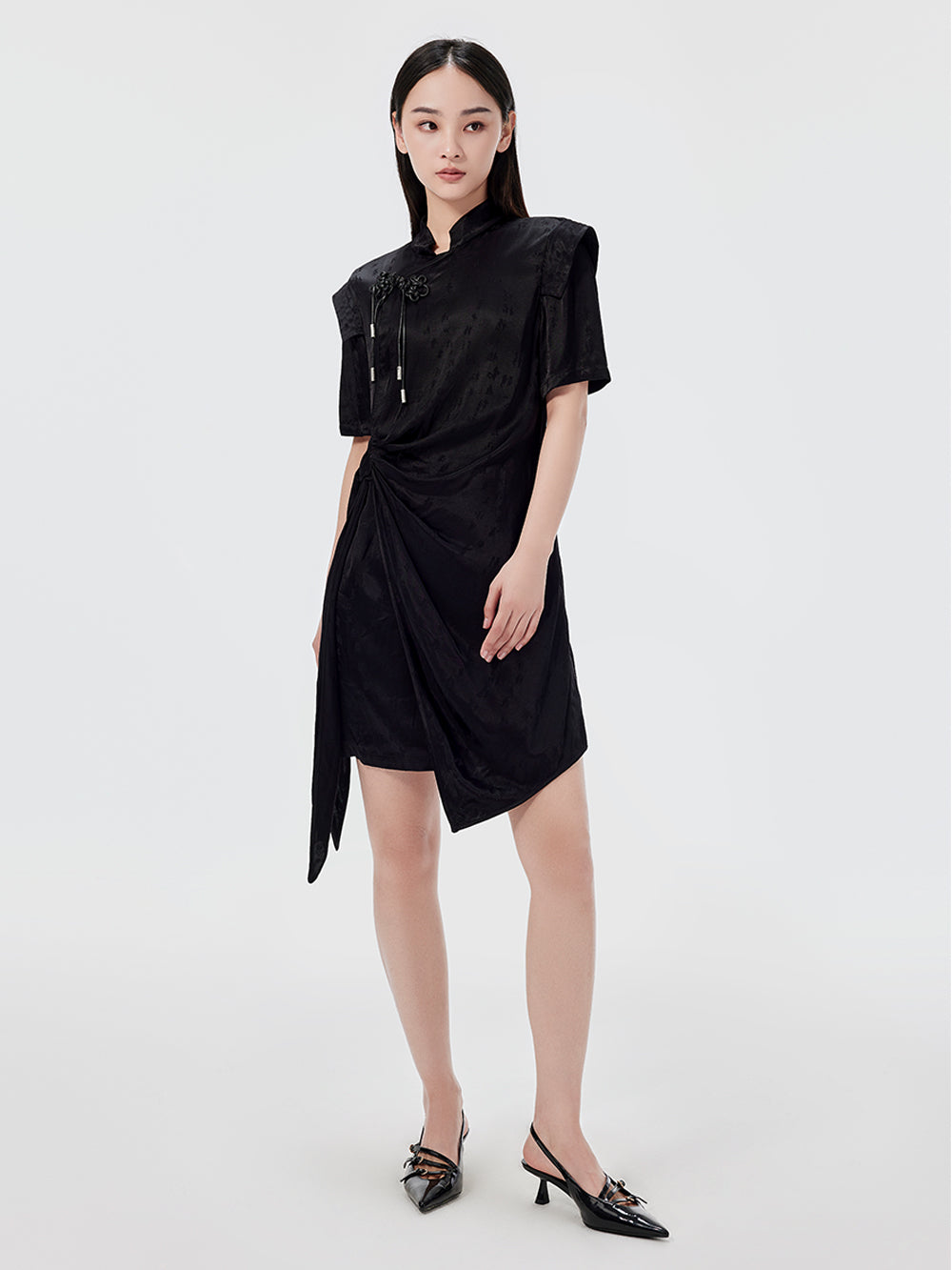 MUKZIN Retro Printed Waist Design Cheongsam Dress