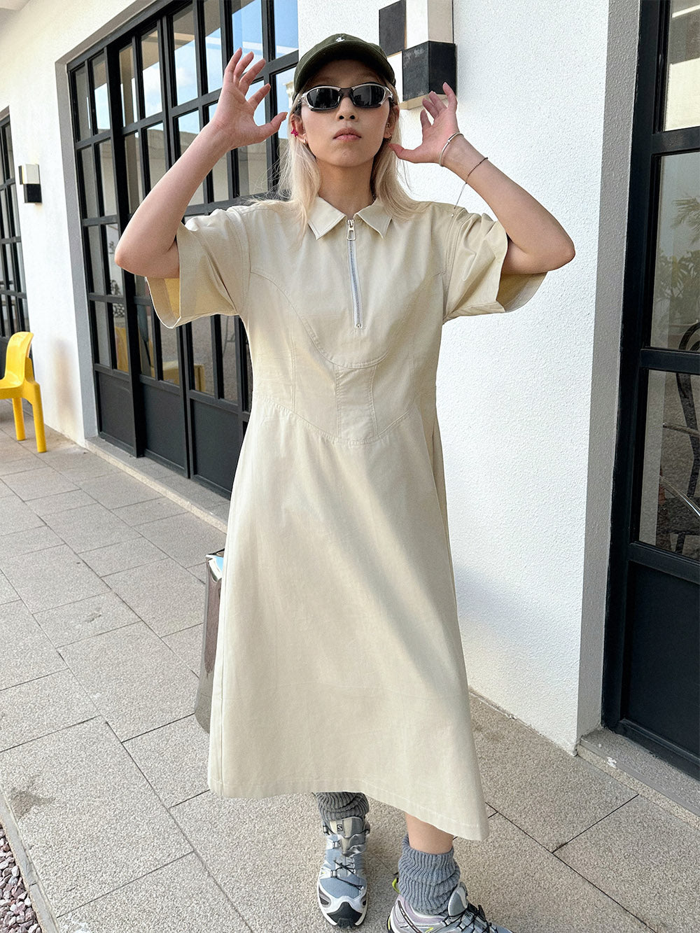 MUKTANK x TWOPLUMGIRLS Waist-Defining One-Piece Dress