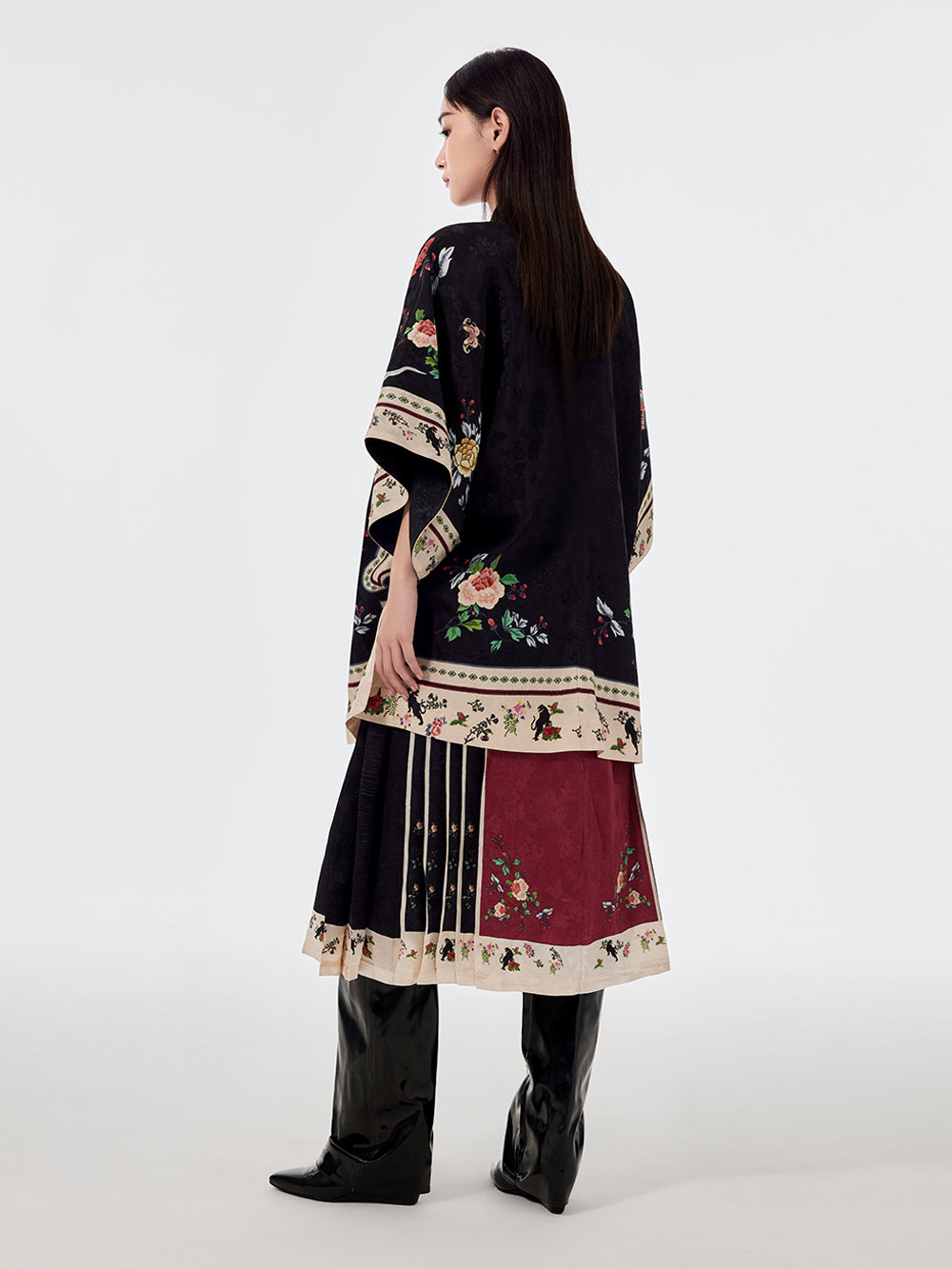 MUKZIN Chinese Stand Collar Printed Half-sleeved Shirt Dresses