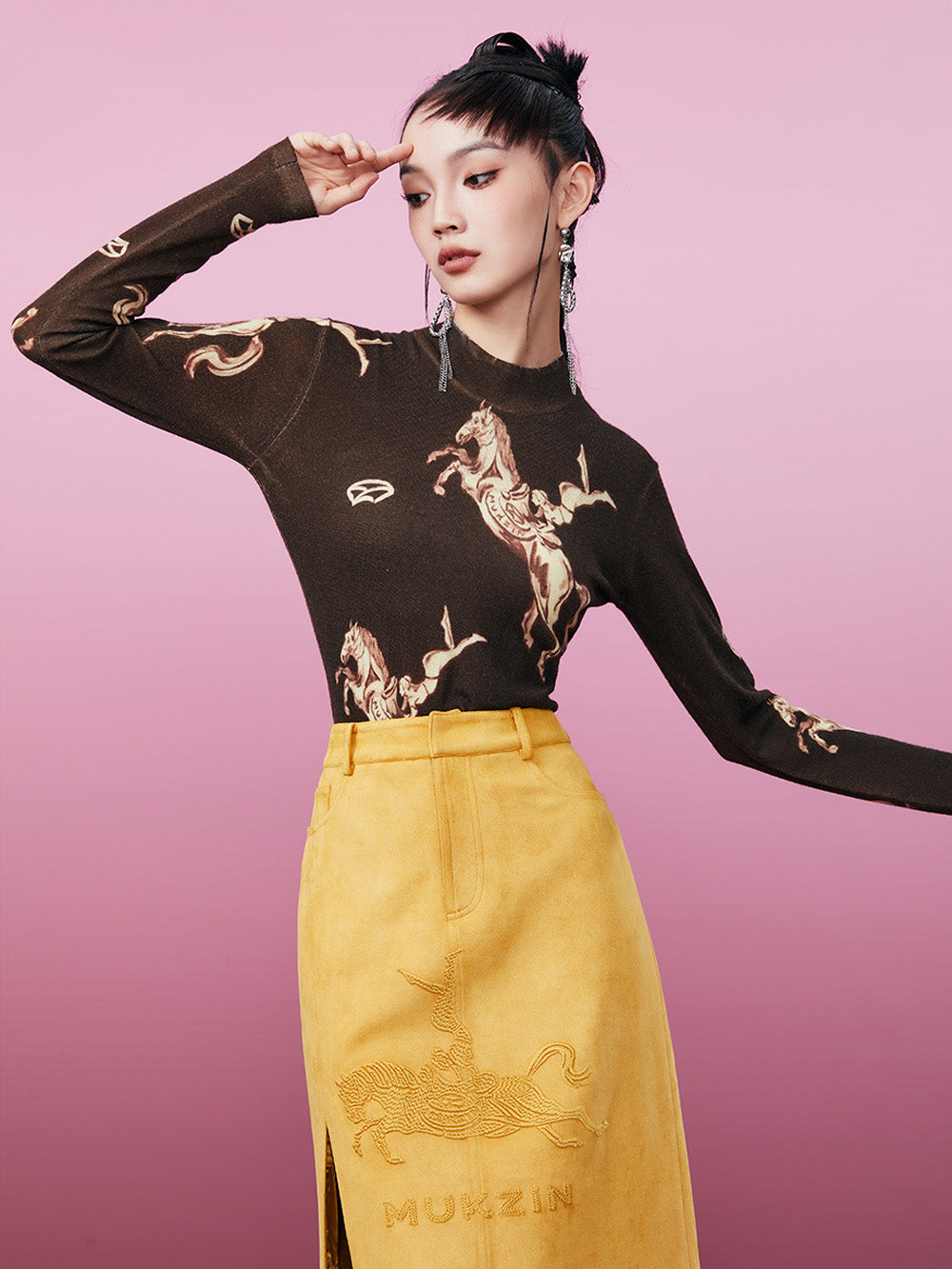 MUKZIN Soft Printed Slim Fit 2-color Original Bottoming Shirt