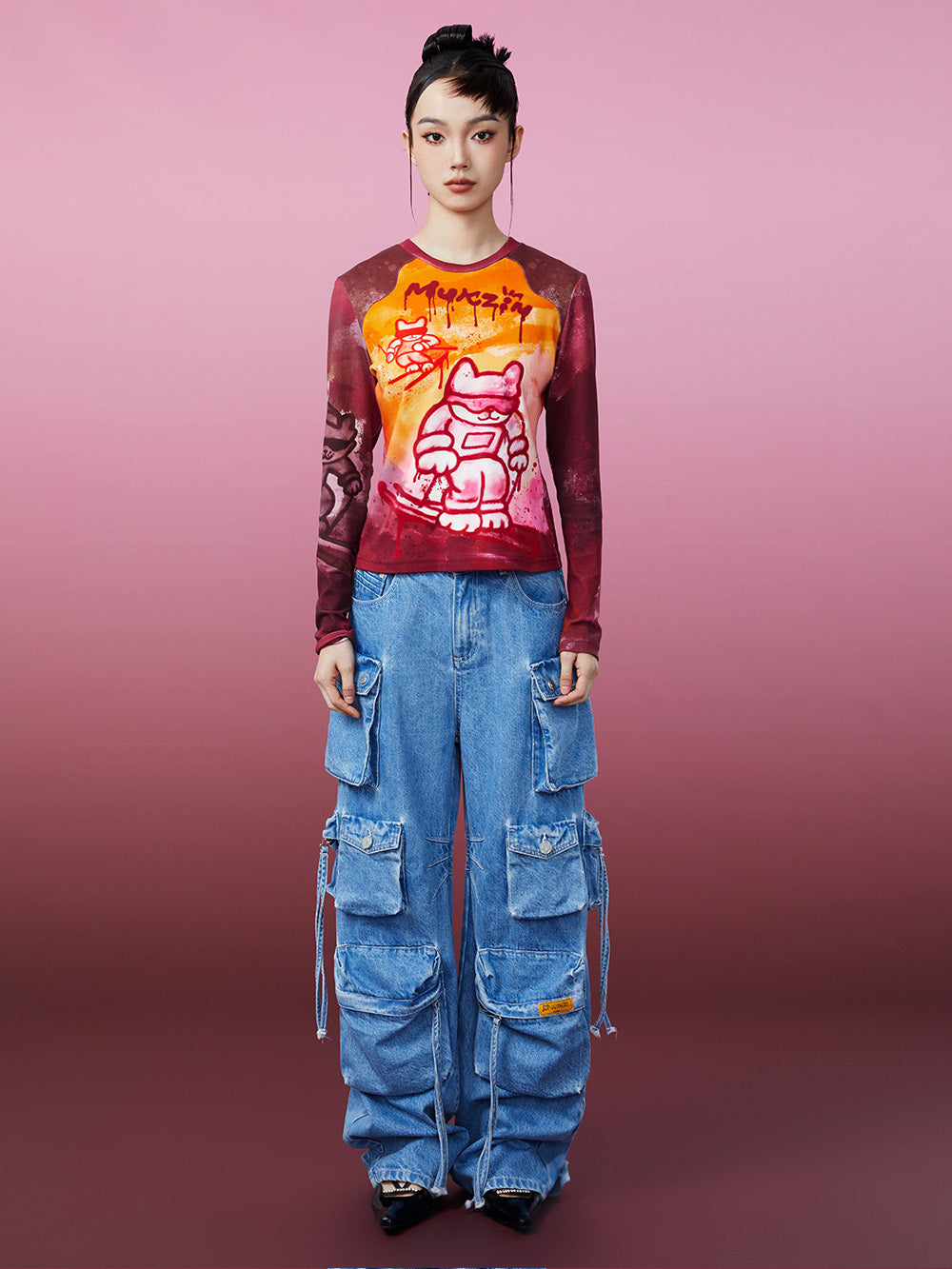 MUKZIN Slim Fit Printed Retro Original Classic Bottoming Shirt