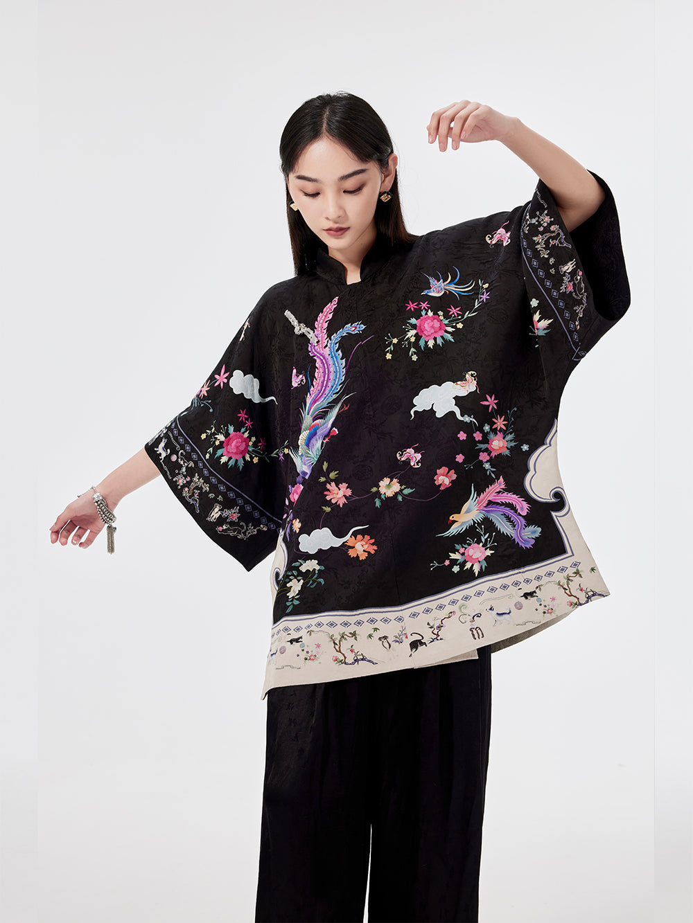MUKZIN Animal Print Cheongsam Shirt