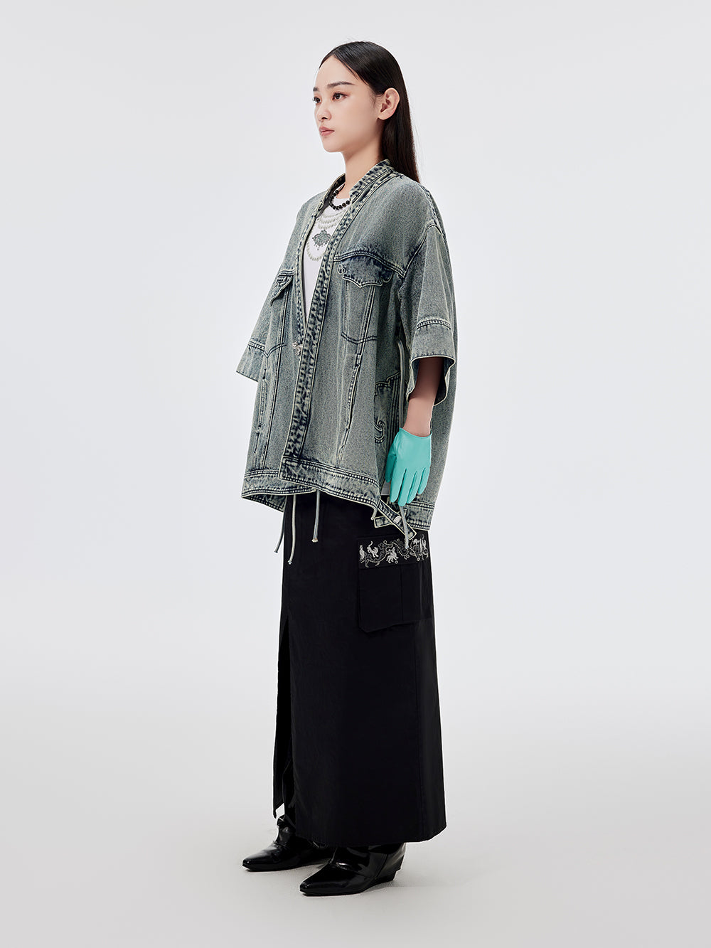 MUKZIN Workwear Straight Midi Skirt