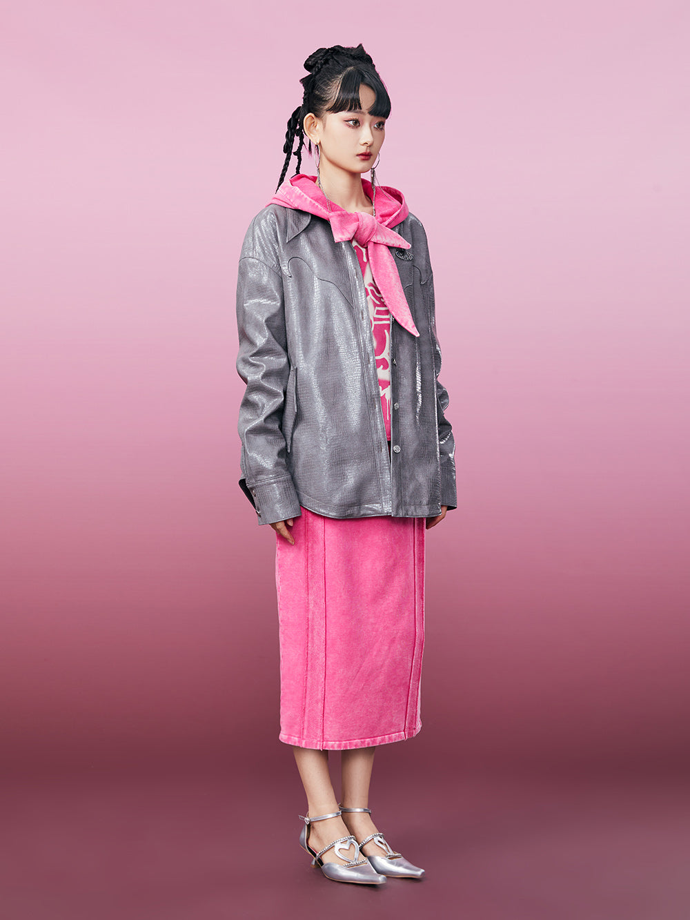 MUKZIN PU Fabric Rock Roll Gray Jacket Shirt