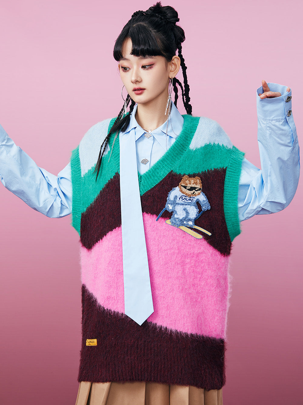 MUKZIN Fashionable Color Matching Casual Campus Style Vest