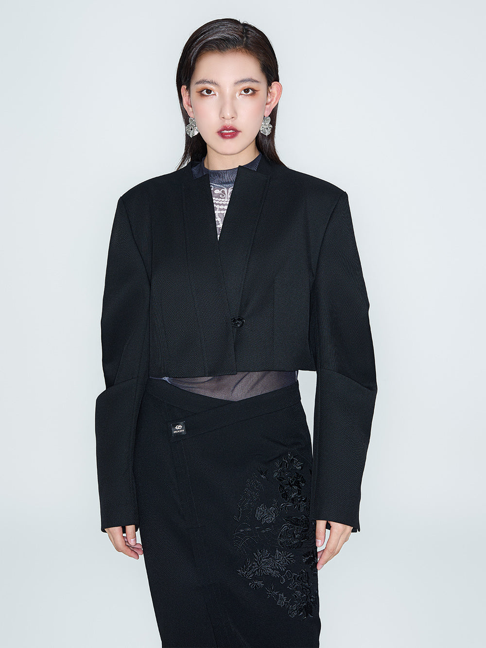 MUKZIN Linglong "Black Orchid" New Chinese-style Short Jacket