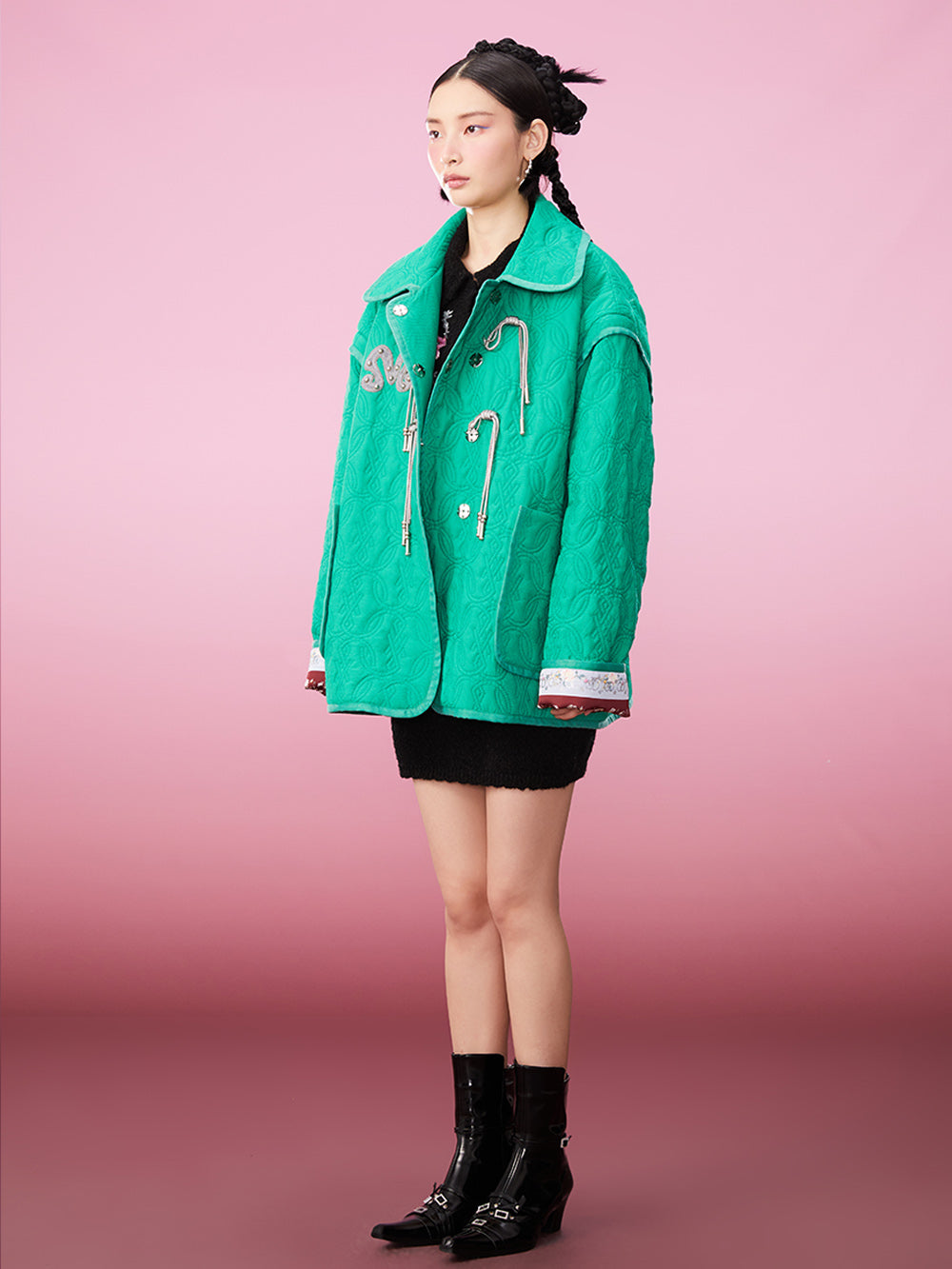 MUKZIN Chinese Costume Elements Green Quilted Jacket