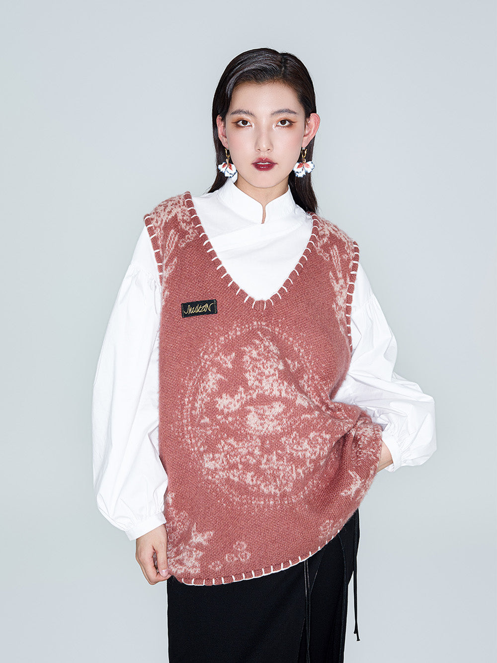 MUKZIN Linglong "Mandarin Duck" Mohair Knitted Large Round Collar Vest