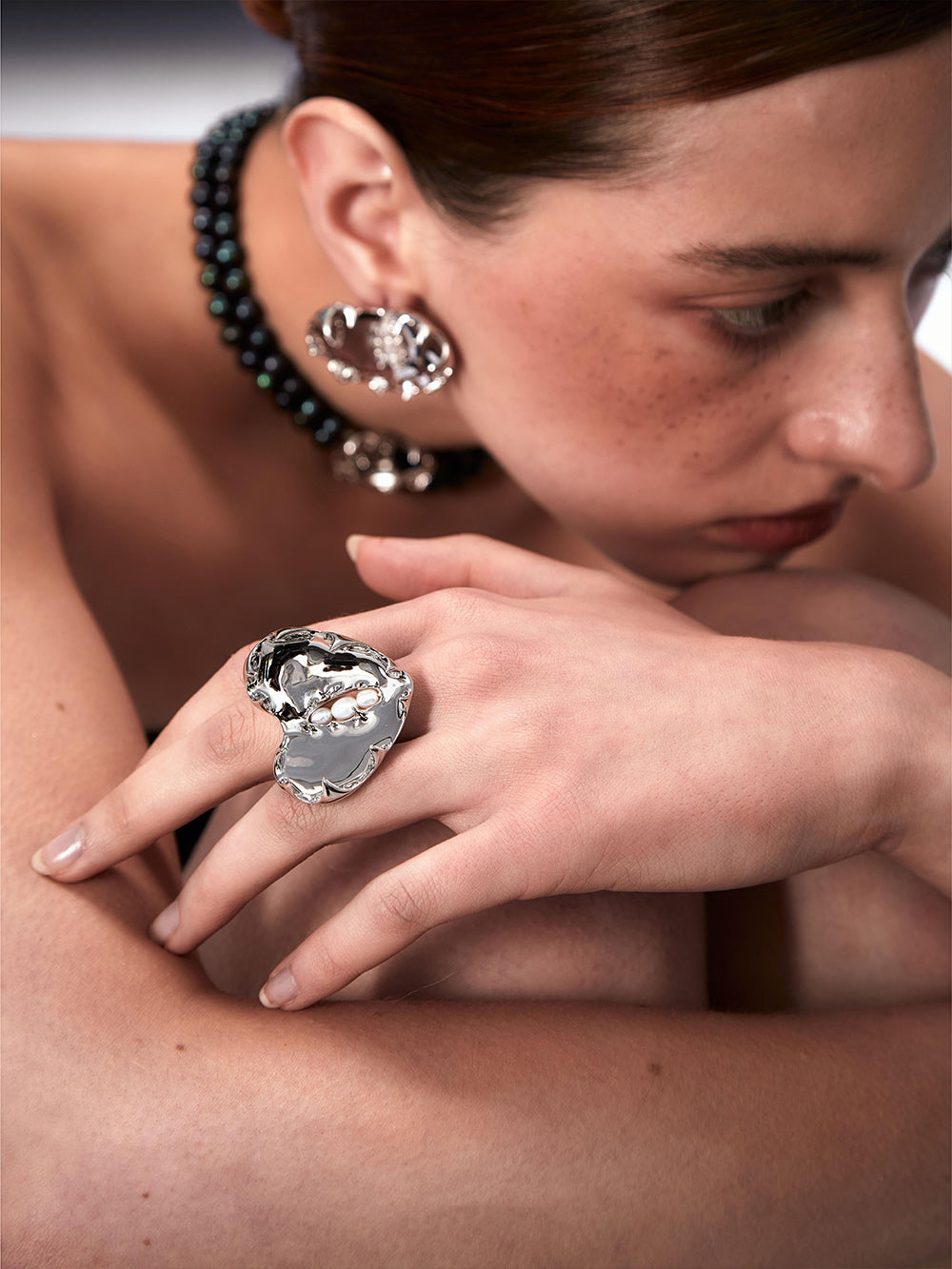 MUKTANK X PEARLONA Dangerous Garden -Venus Flytrap Heart-shaped Pearl Ring