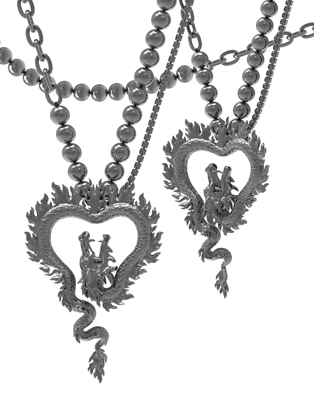 MUKTANK x Mandarin Zan Club Swimming Dragon in the Abyss Black Pearl Necklace
