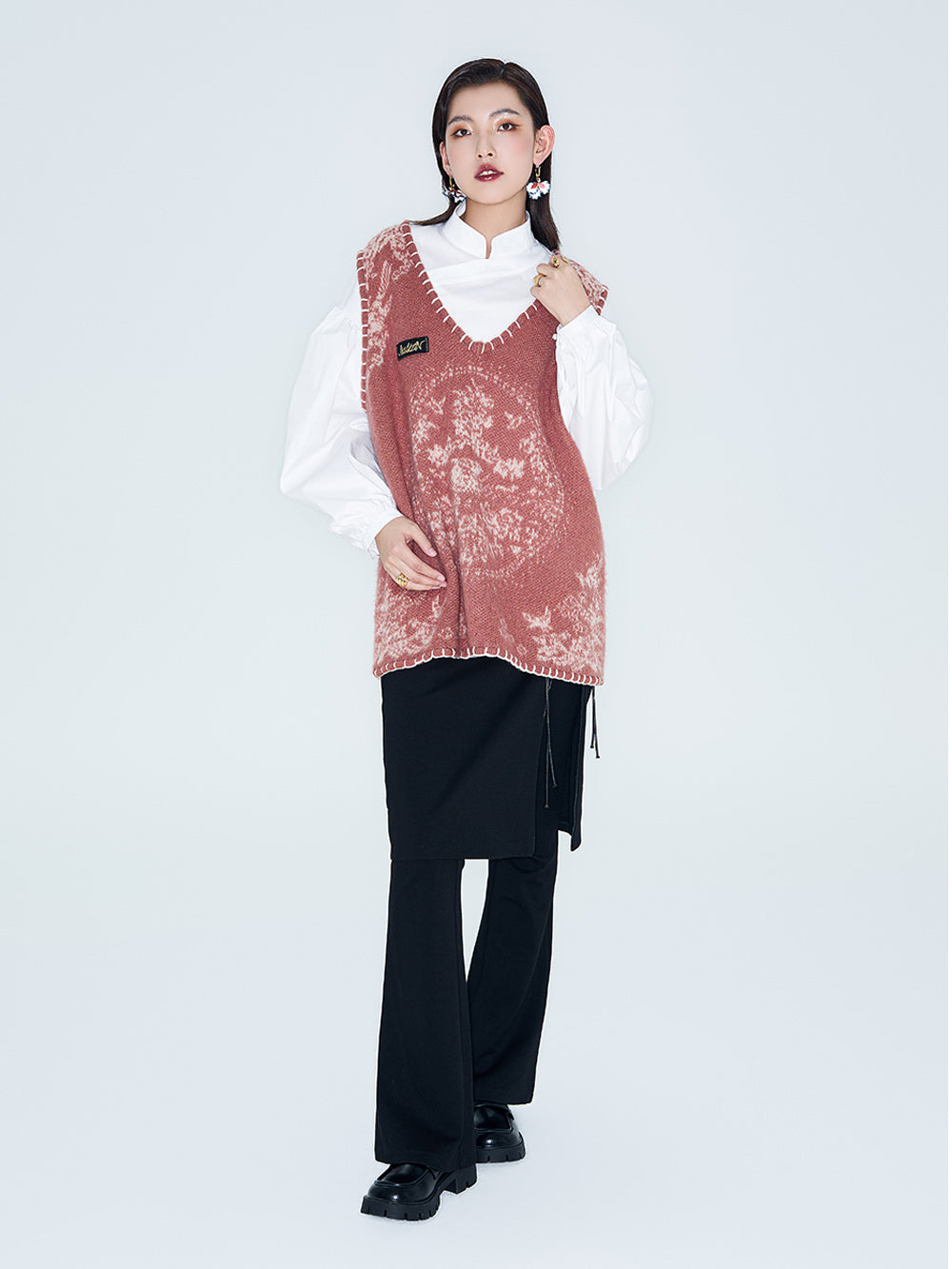 MUKZIN Linglong "Mandarin Duck" Mohair Knitted Large Round Collar Vest