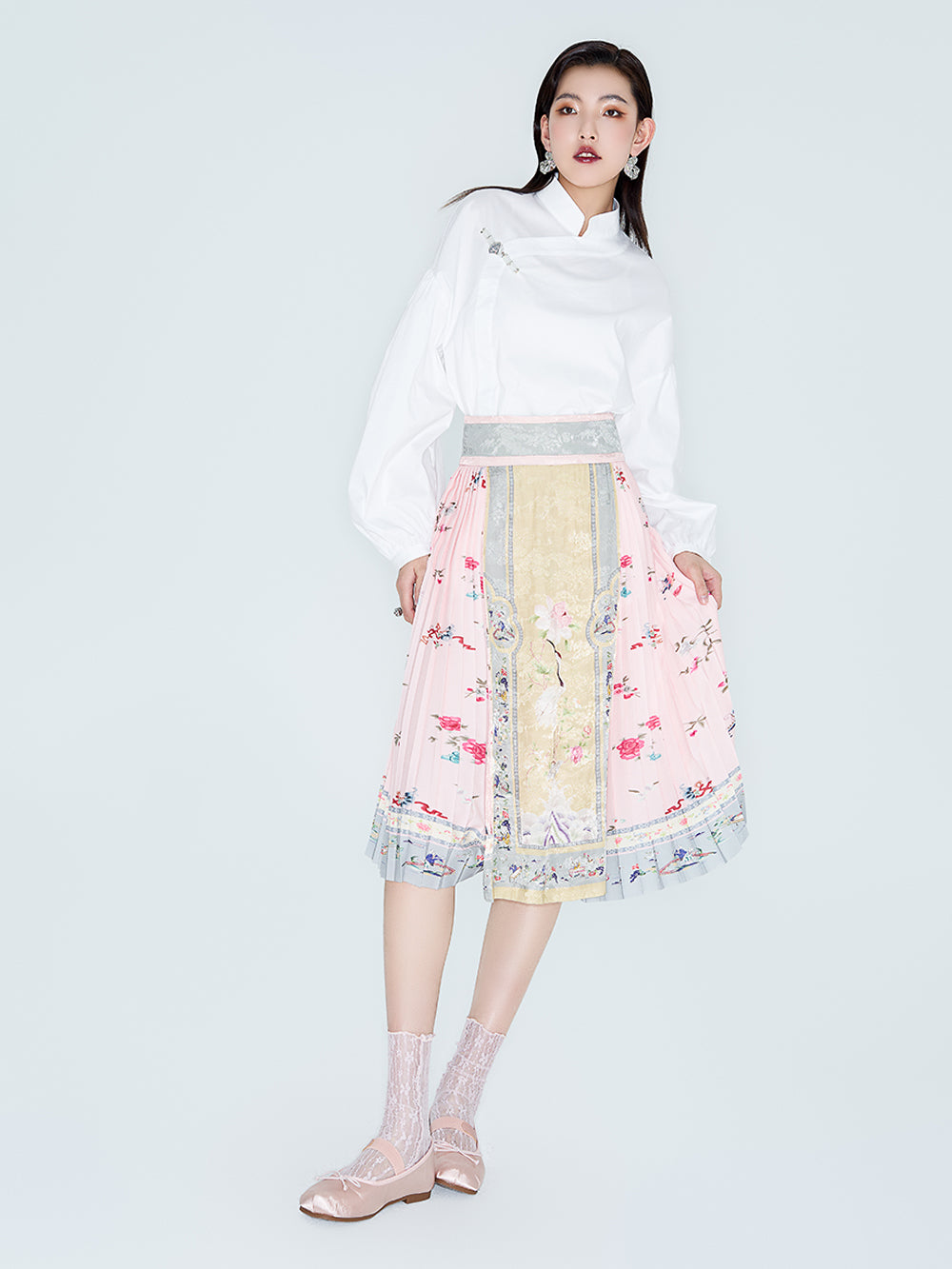 MUKZIN Linglong "White Jade" New Chinese-Style Button-Up Collar Loose Tang Dynasty-Inspired Shirt
