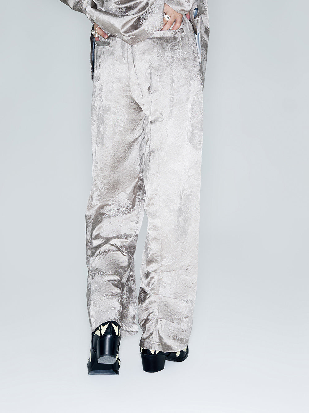 MUKZIN Linglong "thunderclap"Embossed Jacquard Draped Harem Pants