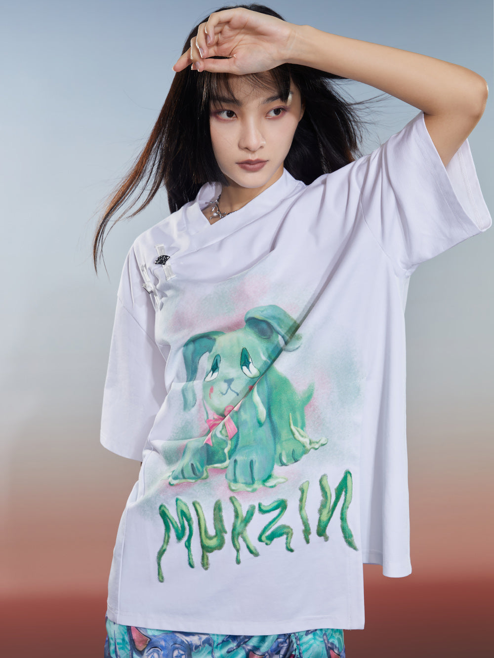 MUKZIN Loose 2-color Versatile Slit Casual Comfortable T-shirt