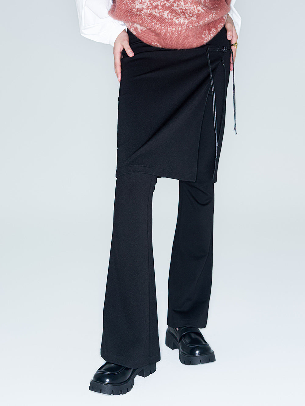 MUKZIN Linglong "Shadow" Chinese Retro Fake Two-Piece Bell-bottom Pants