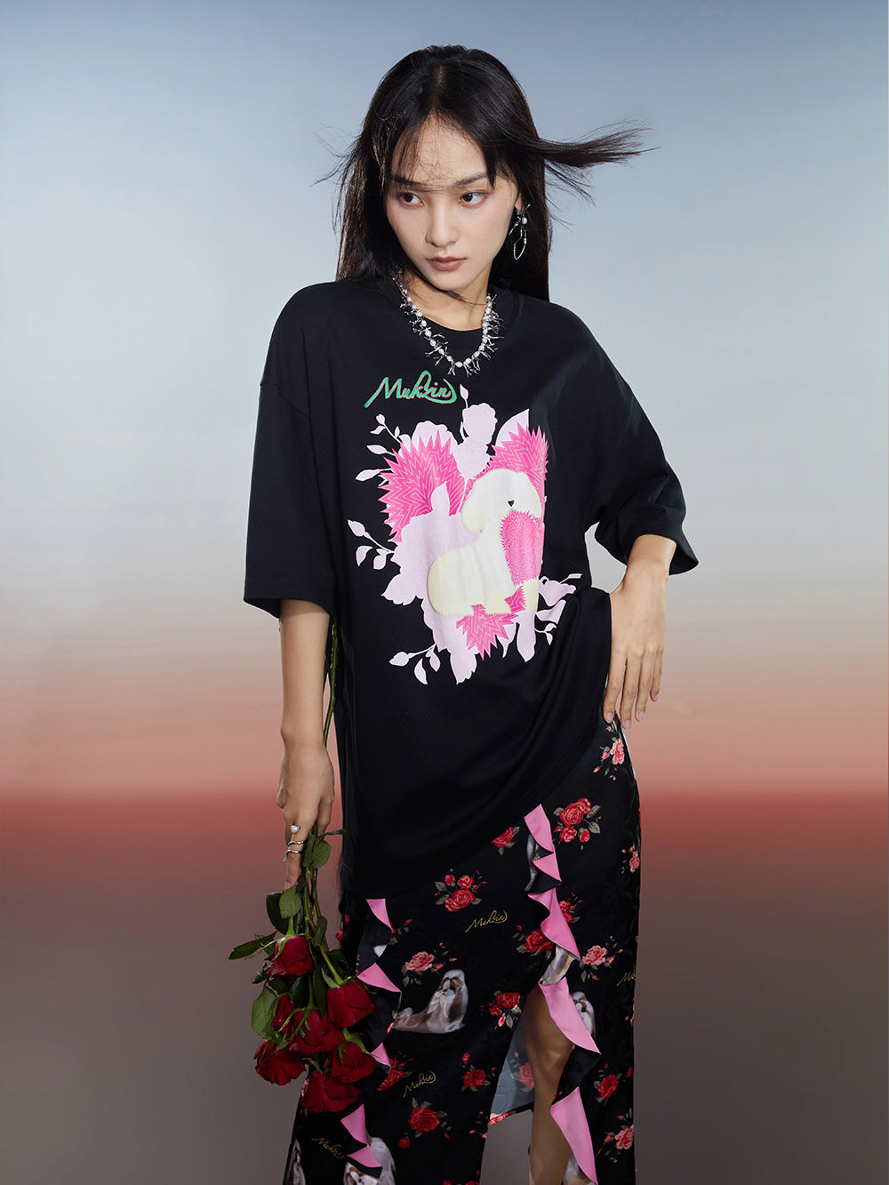 MUKZIN 2-Color Loose Casual Cute Printed T-shirt