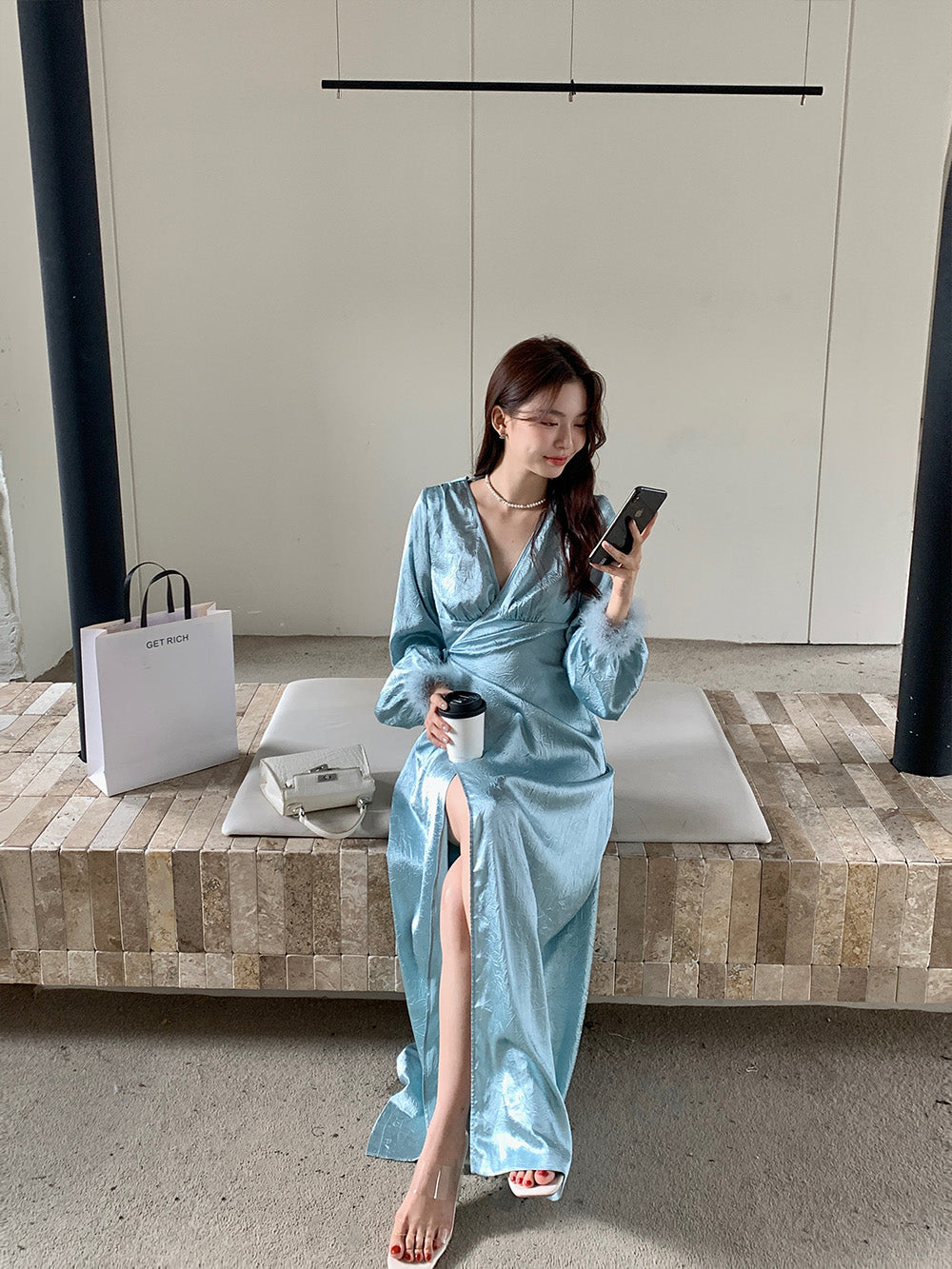 WS Premium Blue Elegant Comfortable Slim Dress