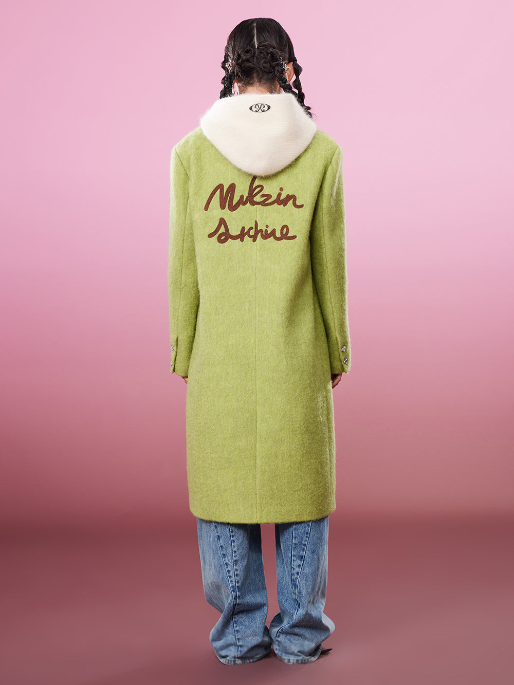 MUKZIN Avocado Green Double-faced Long Woolen Coat