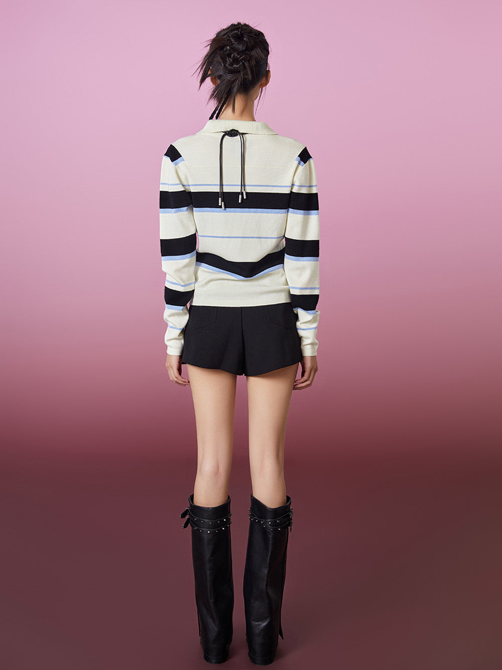 MUKZIN Striped College Style Casual Versatile T-shirt Sweater