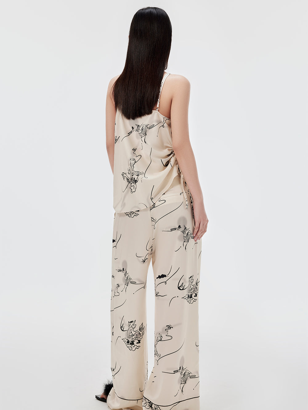 MUKZIN Sexy Suspender Print Pants Suit Two-piece Set