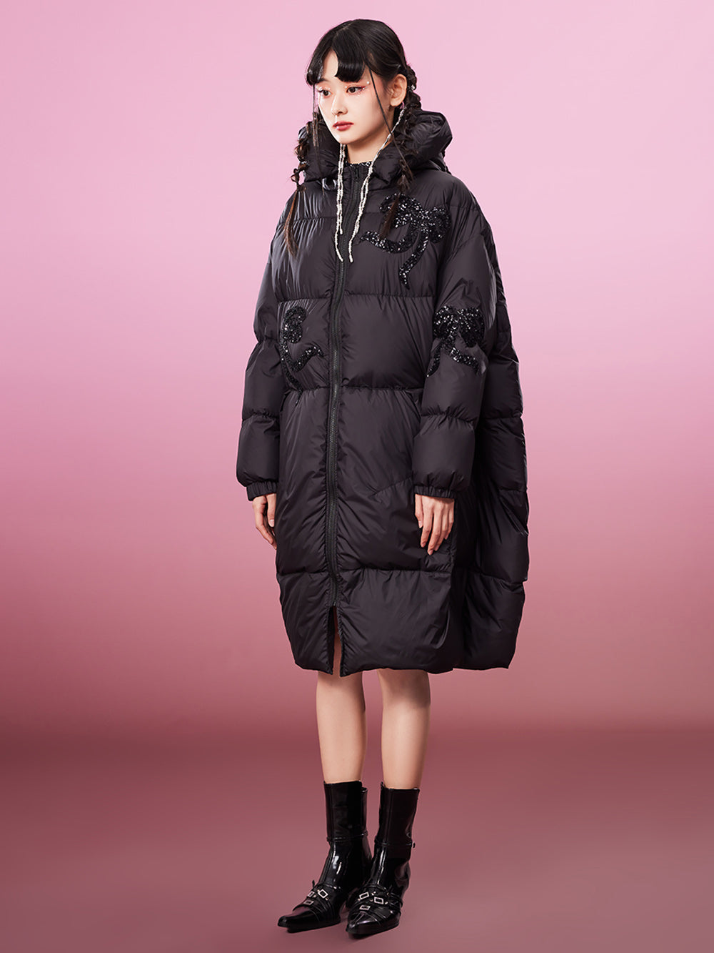 MUKZIN Chic Long Neo-Chinese Style Goose Down Jacket