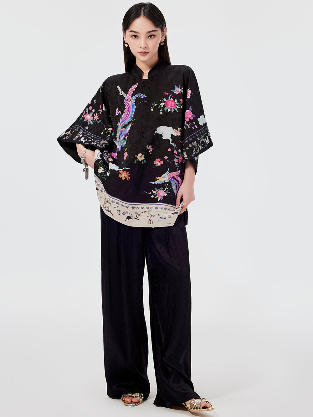 MUKZIN Animal Print Cheongsam Shirt