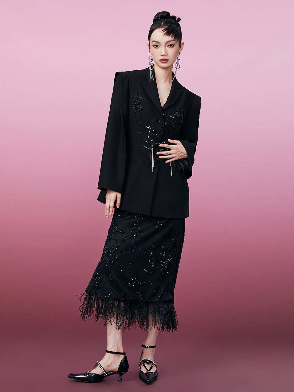 MUKZIN Sequined Black High-quality Suit