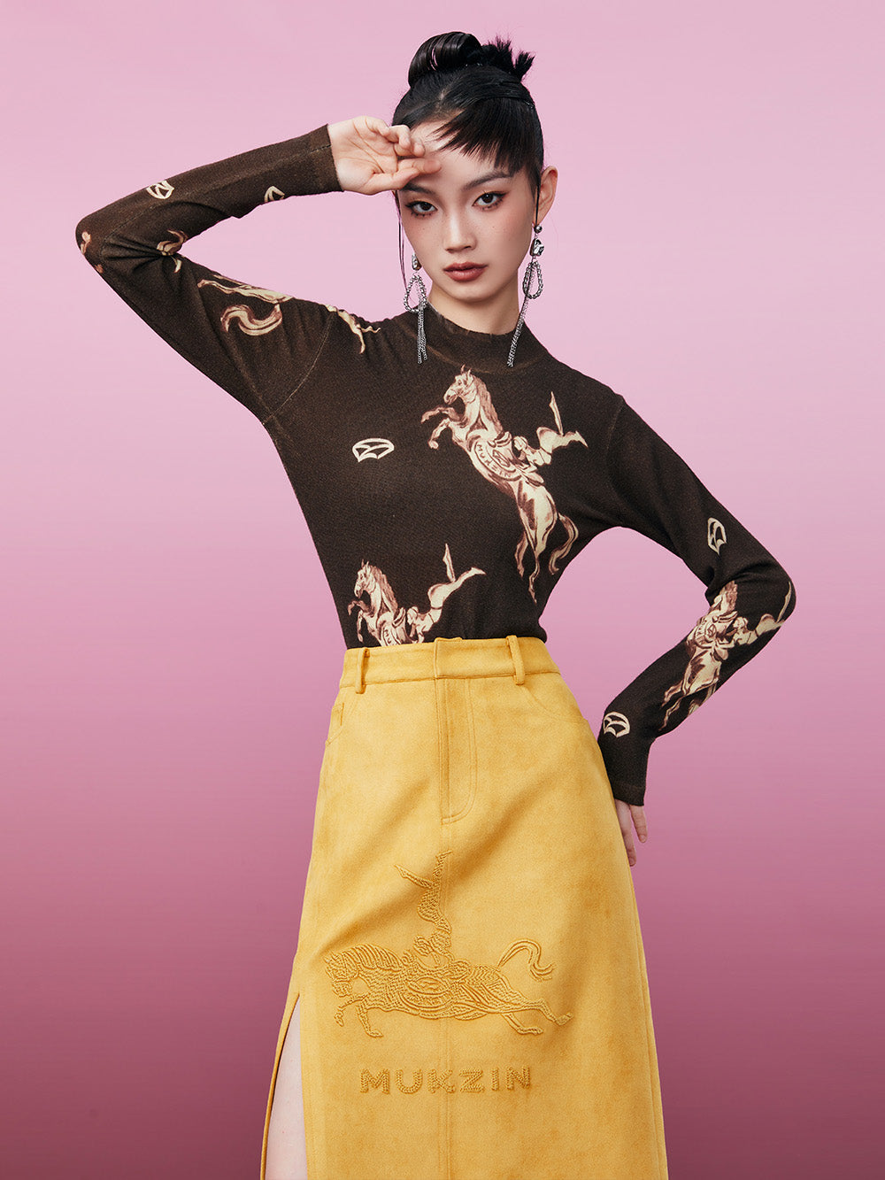 MUKZIN Soft Printed Slim Fit 2-color Original Bottoming Shirt
