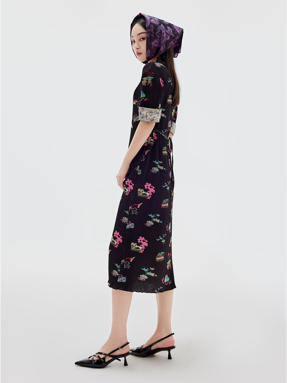 MUKZIN Printed Short-sleeved Cheongsam Qi Pao