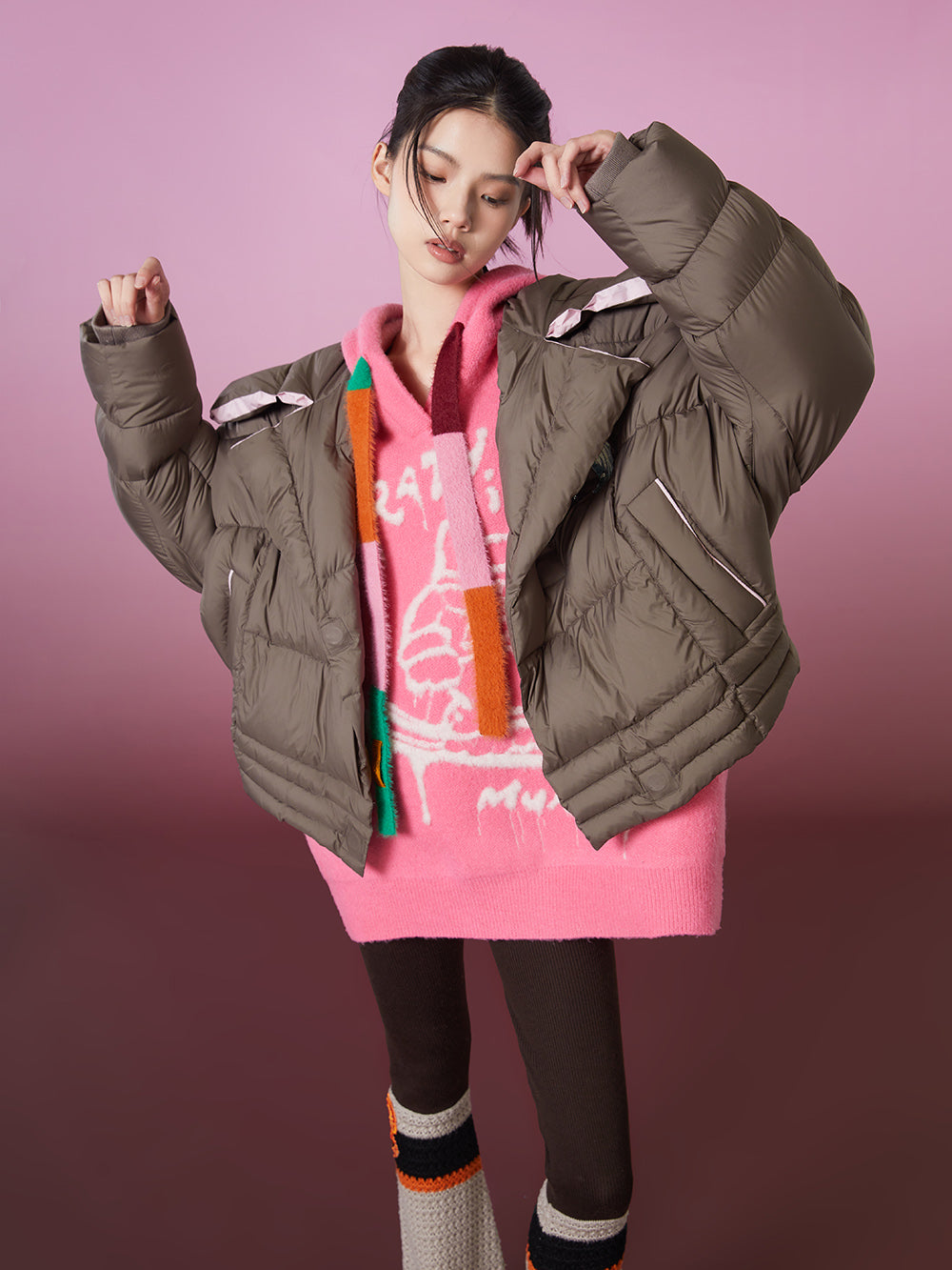 MUKZIN Color Block Fashionable High-quality Outerwear Down Jacket