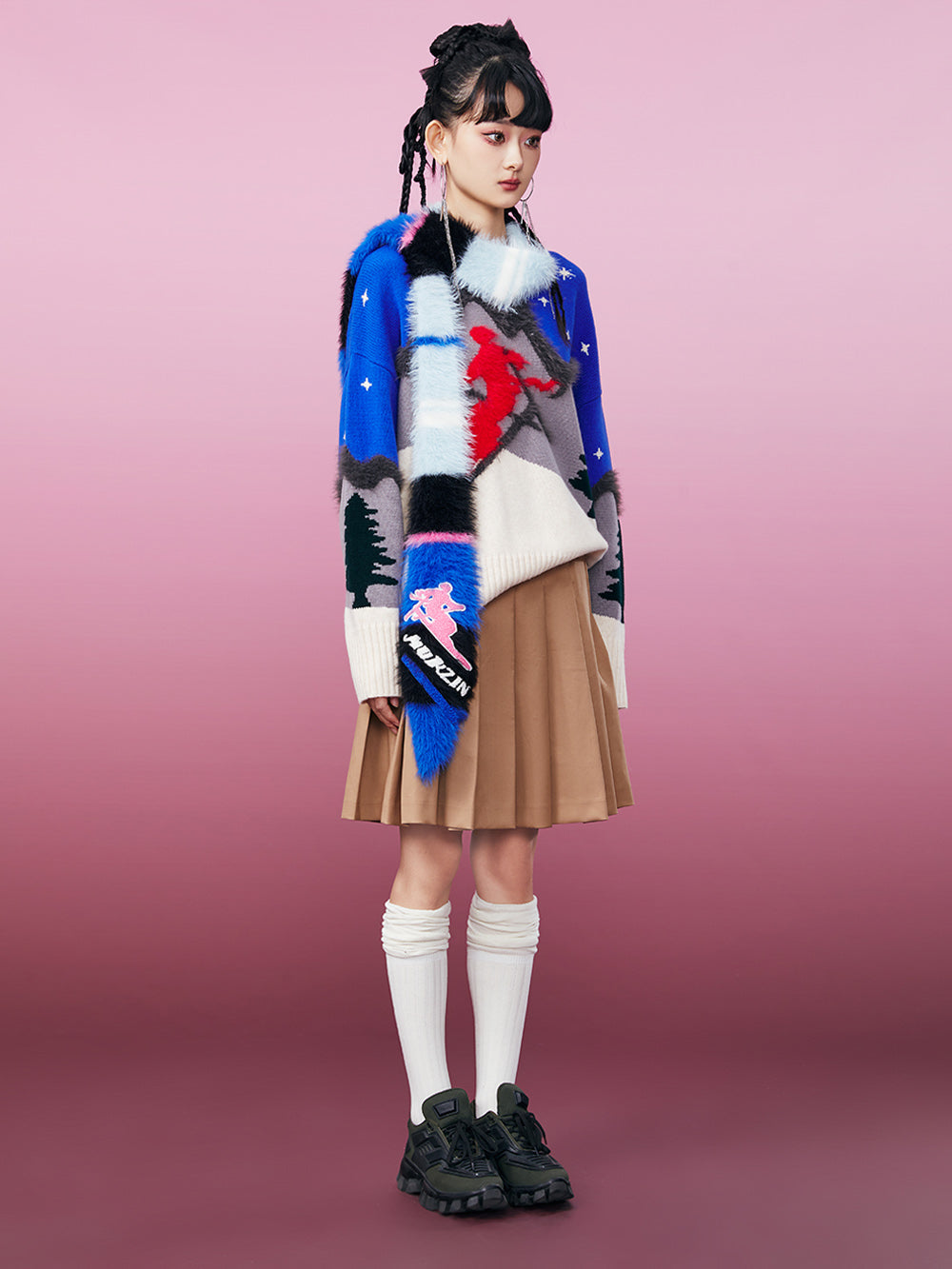 MUKZIN Skiing Women Blue Knited Sweater