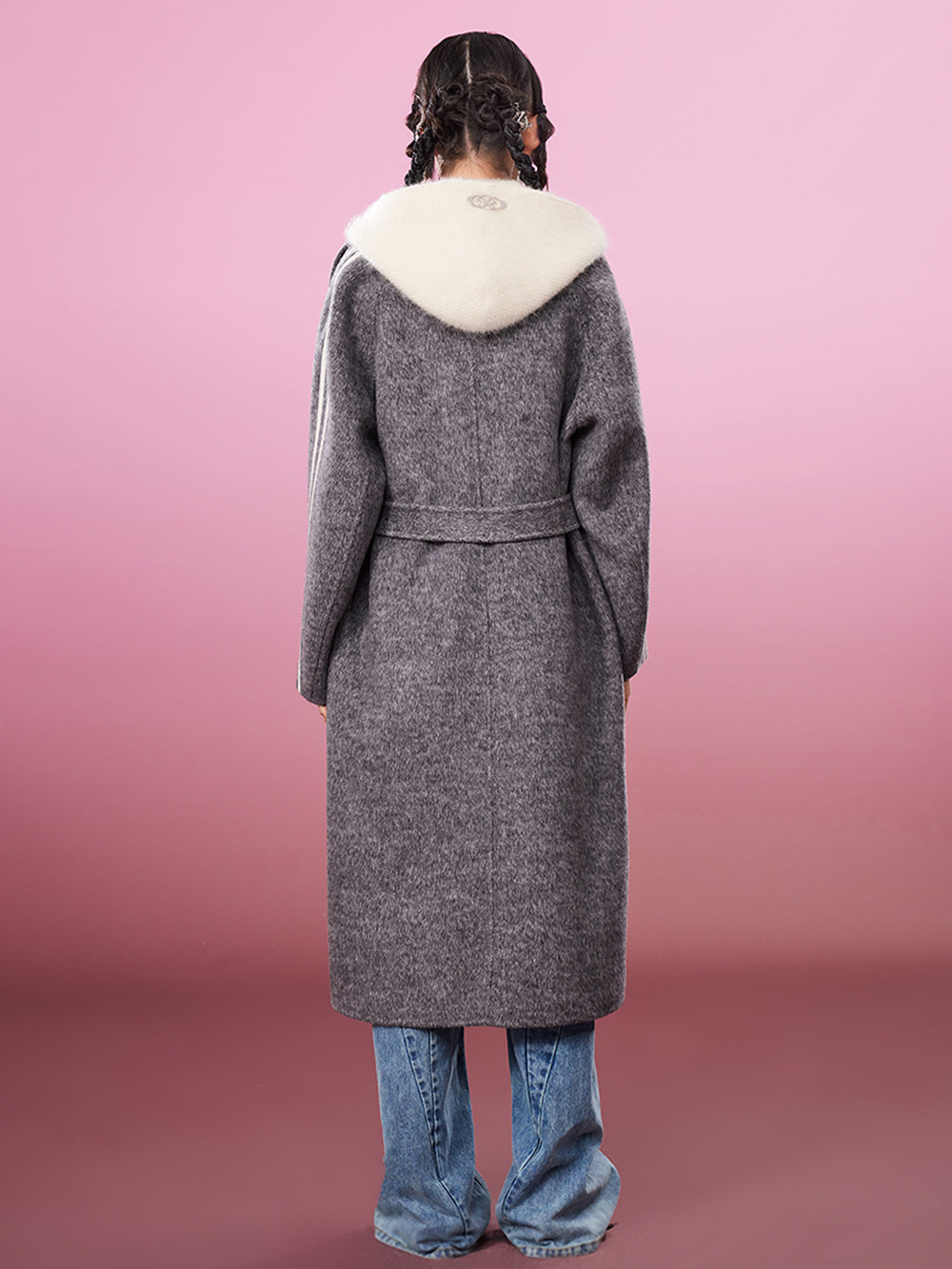 MUKZIN Logo Classic Casual Black Woolen Coat