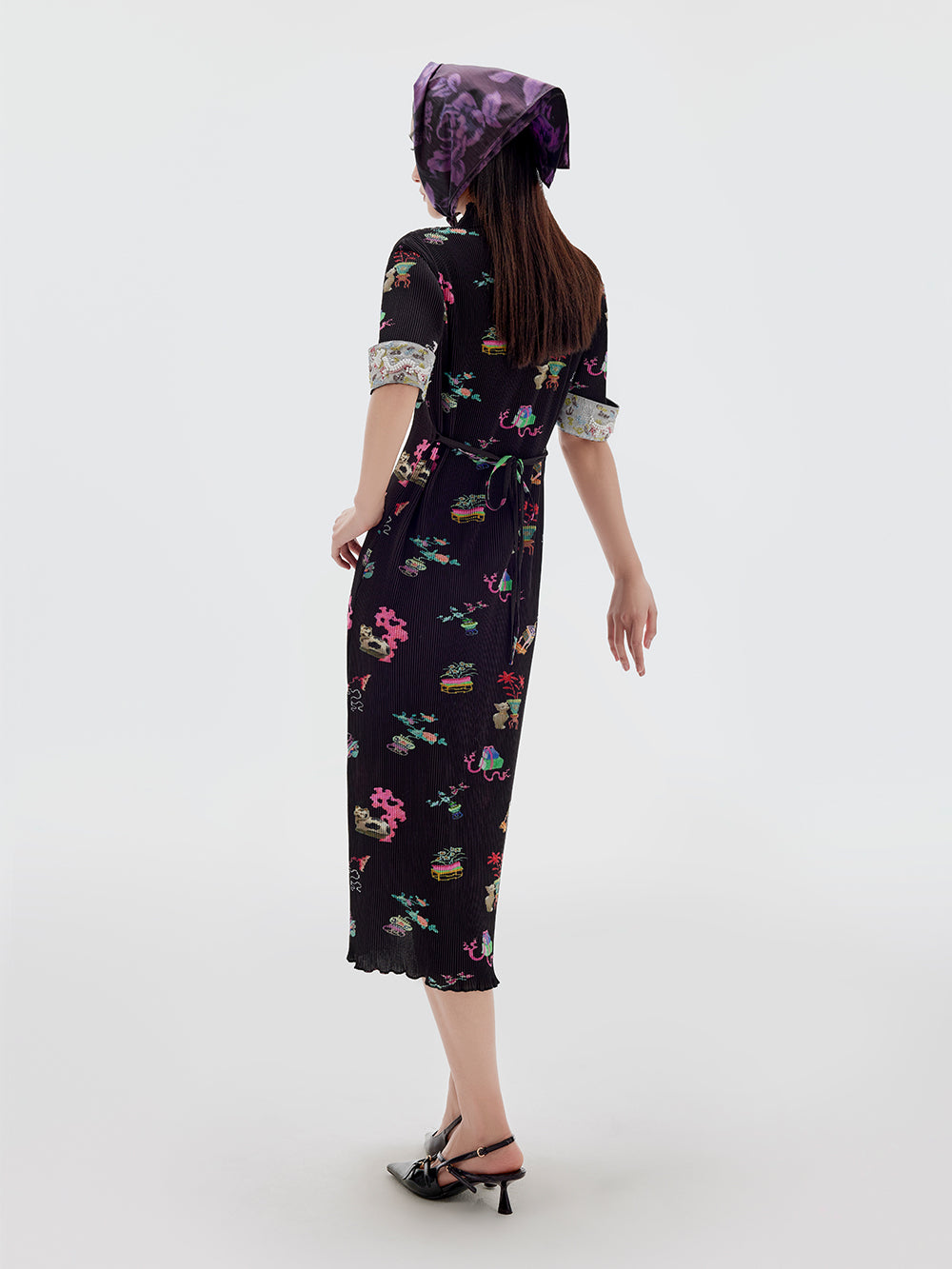 MUKZIN Printed Short-sleeved Cheongsam Qi Pao