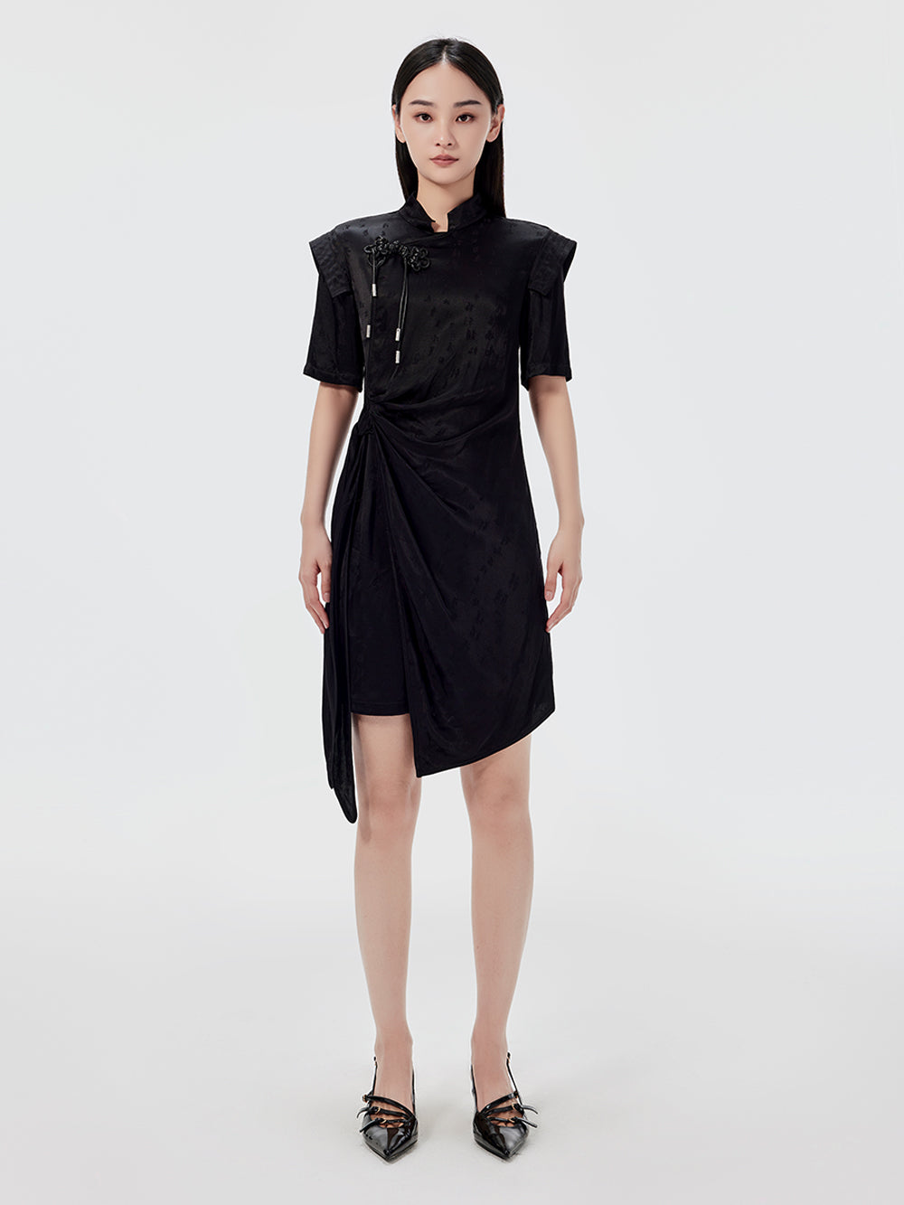 MUKZIN Retro Printed Waist Design Cheongsam Dress