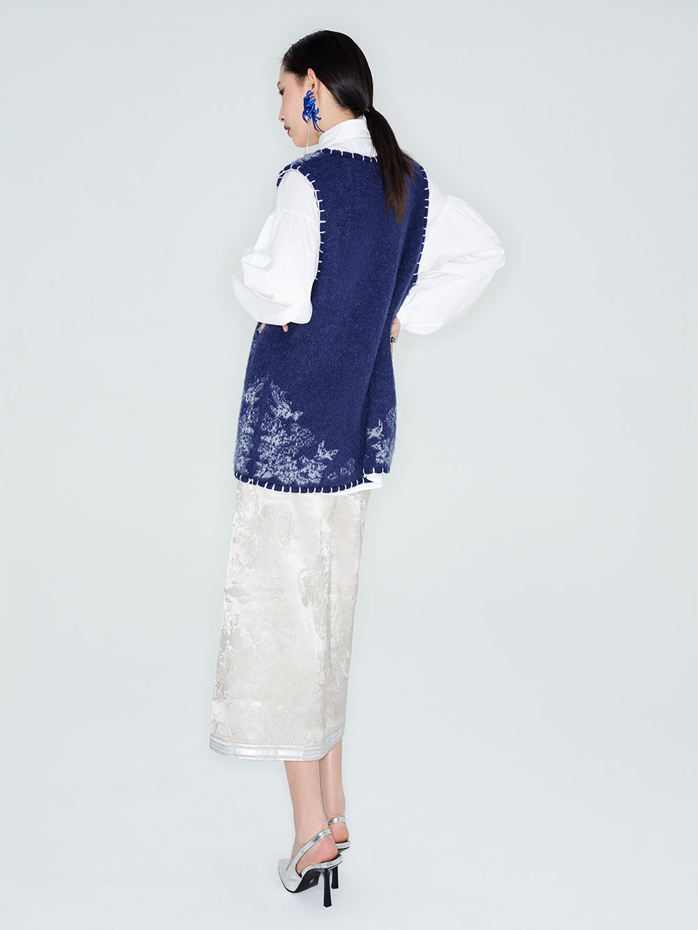 MUKZIN Linglong "Mandarin Duck" Mohair Knitted Large Round Collar Vest