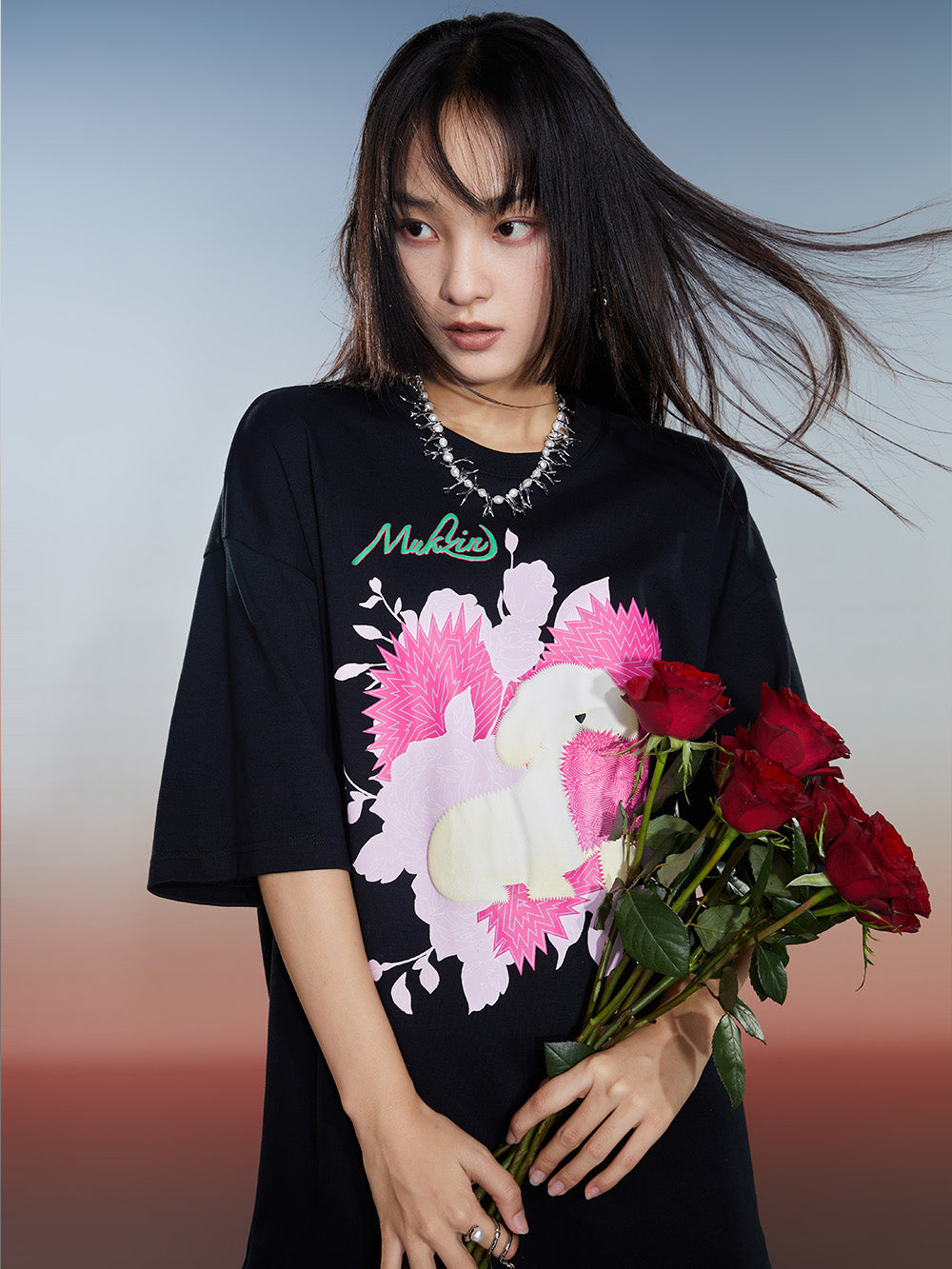 MUKZIN 2-Color Loose Casual Cute Printed T-shirt