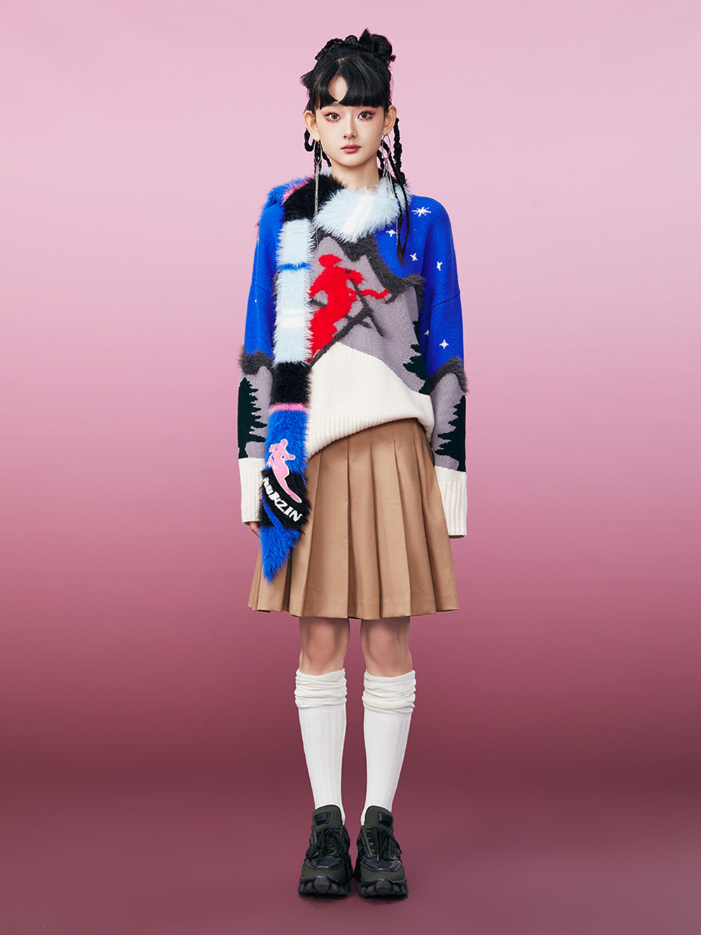 MUKZIN Skiing Women Blue Knited Sweater