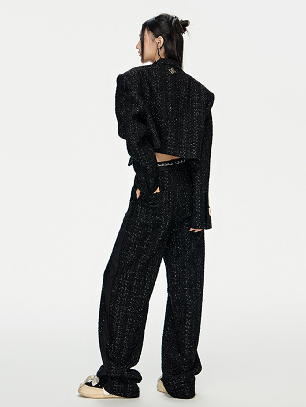 MUKTANK x ARDENCODE W IMPRINT Spliced Woollen Wide Leg Pants