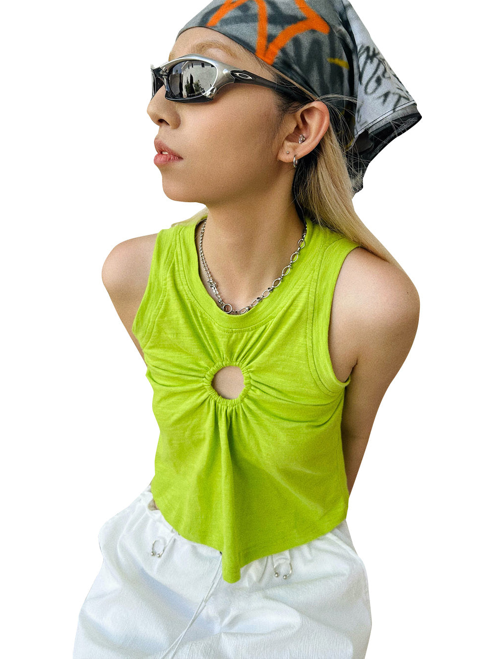 MUKTANK x TWOPLUMGIRLS Breathable Perforated Crinkle Cotton Cami for Summer