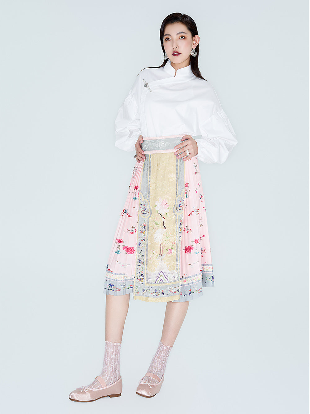 MUKZIN Linglong "White Jade" New Chinese-Style Button-Up Collar Loose Tang Dynasty-Inspired Shirt
