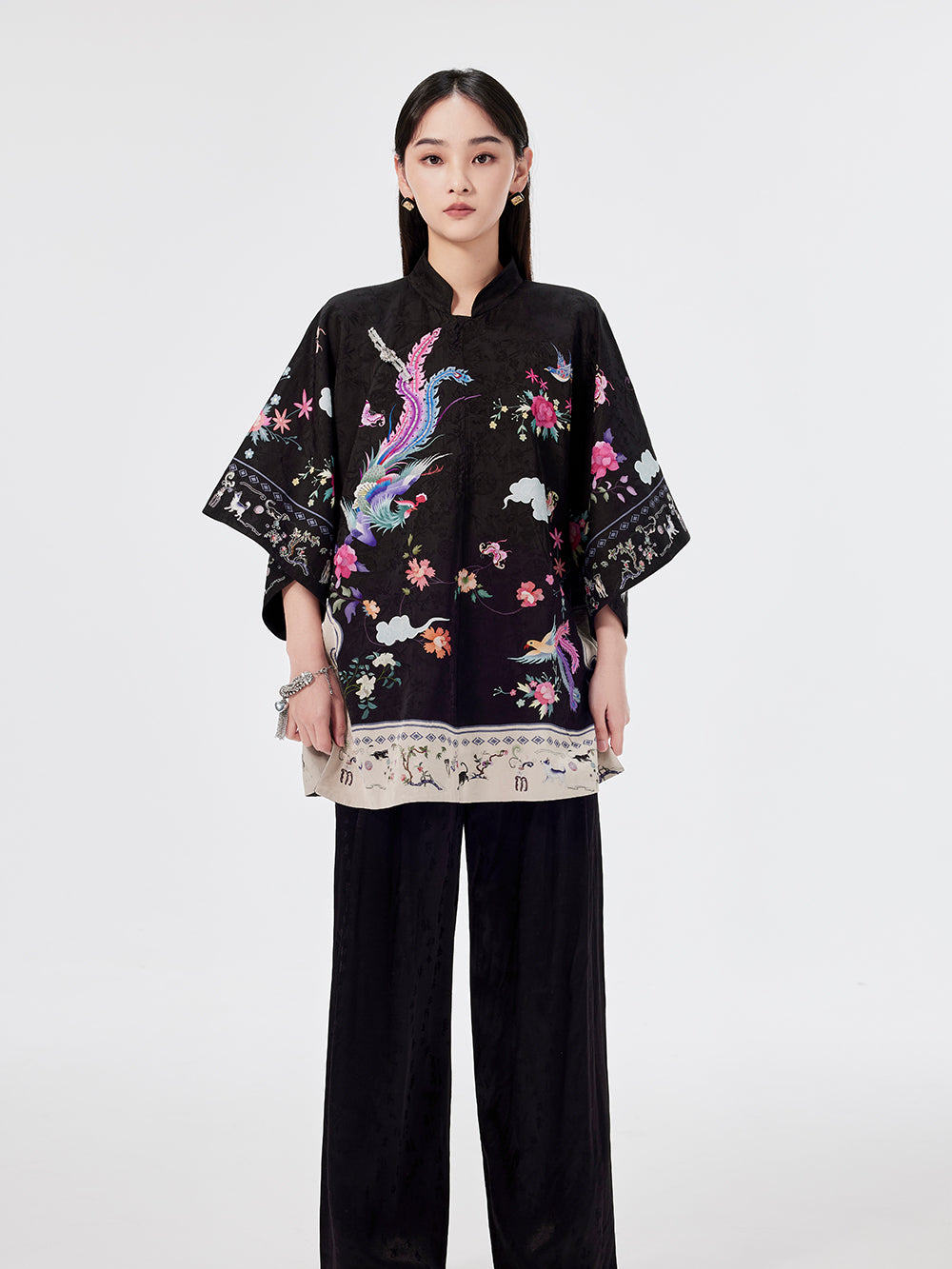 MUKZIN Animal Print Cheongsam Shirt