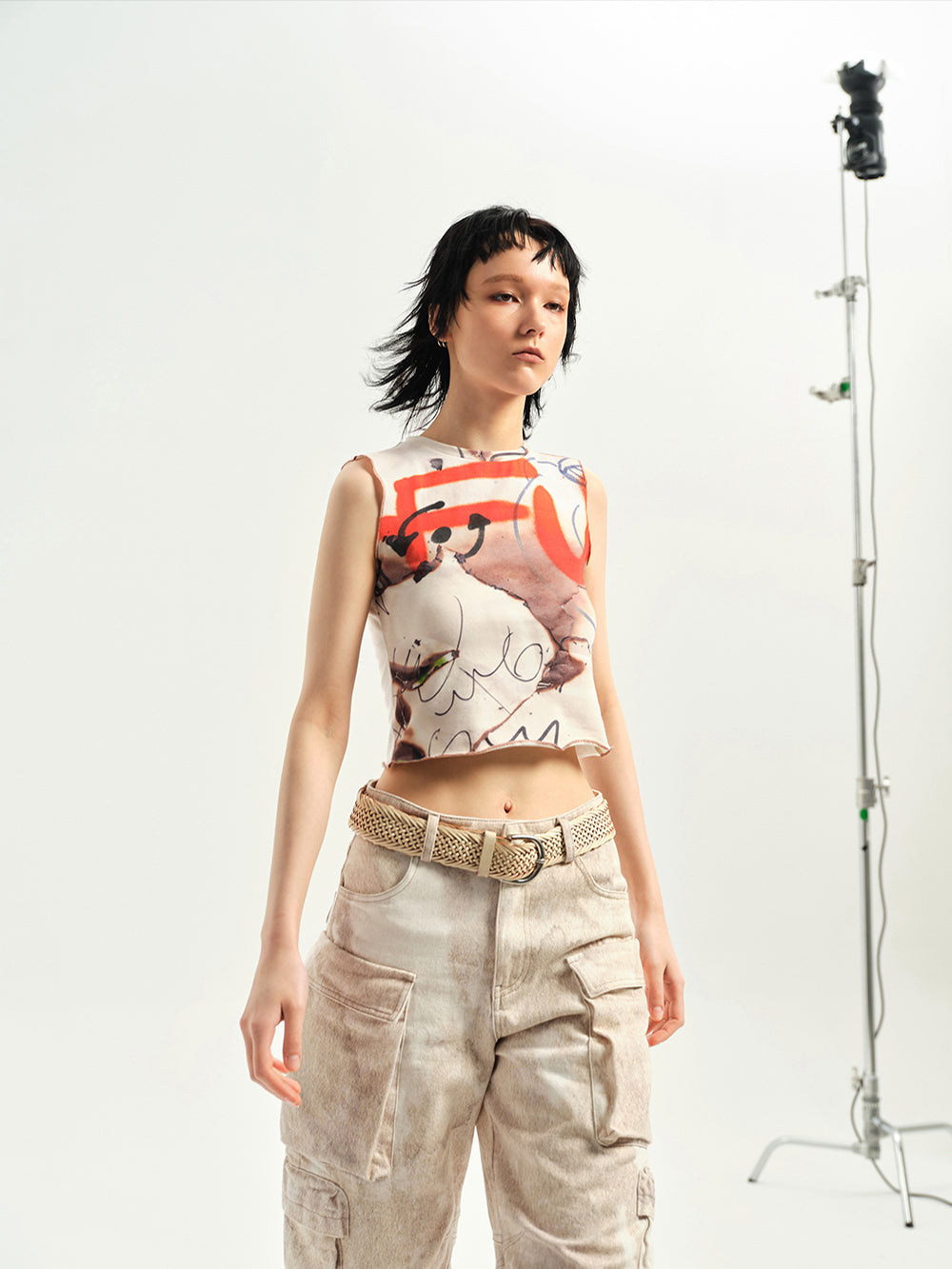 23SS Paint Spraying Doomsday Style Print Vest