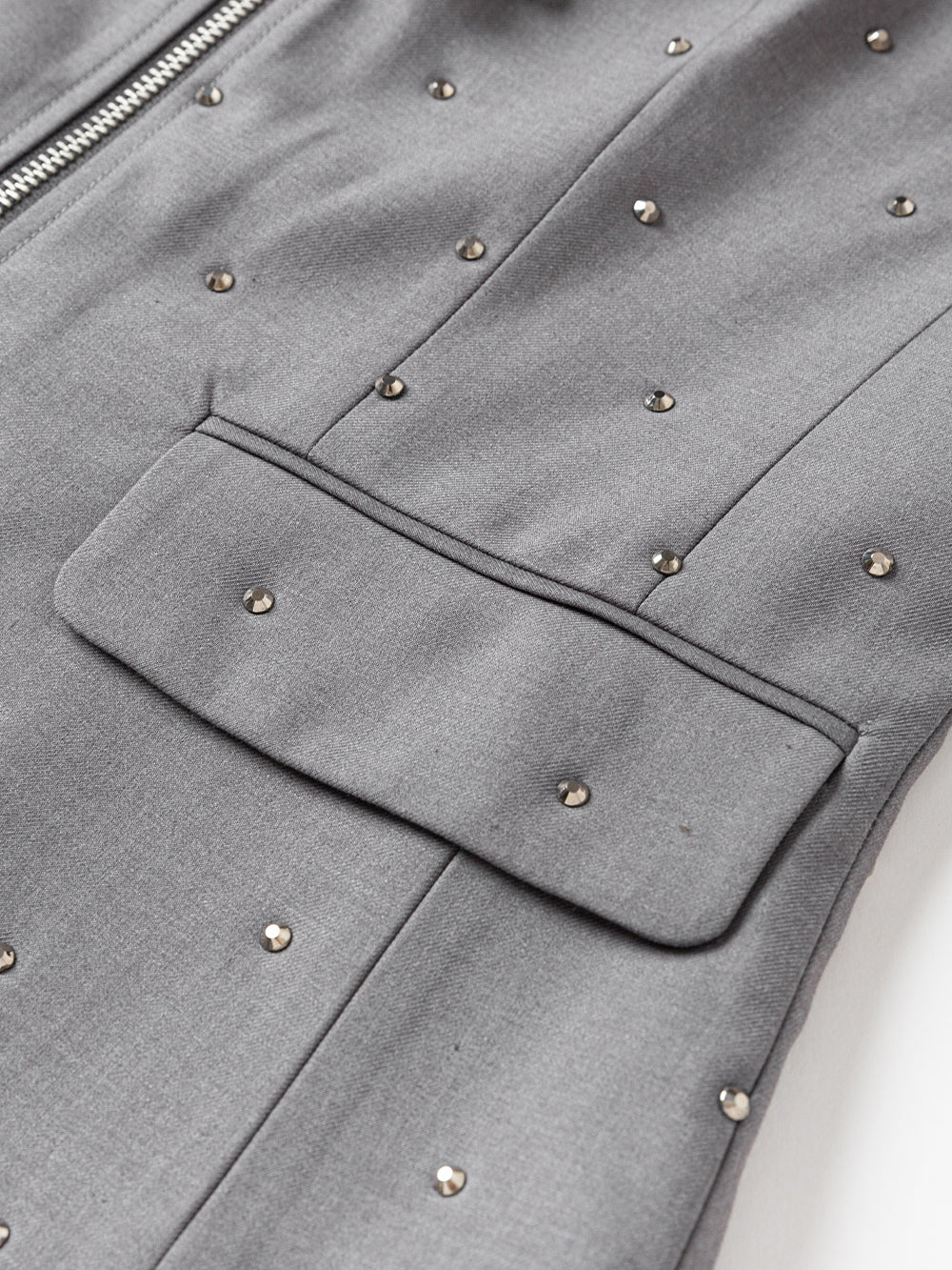 MUKZIN Color-block Chinese Style Retro Gray Stand-up Collar Vest