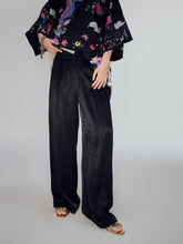 MUKZIN Black Jacquard Casual Wide-leg Pant